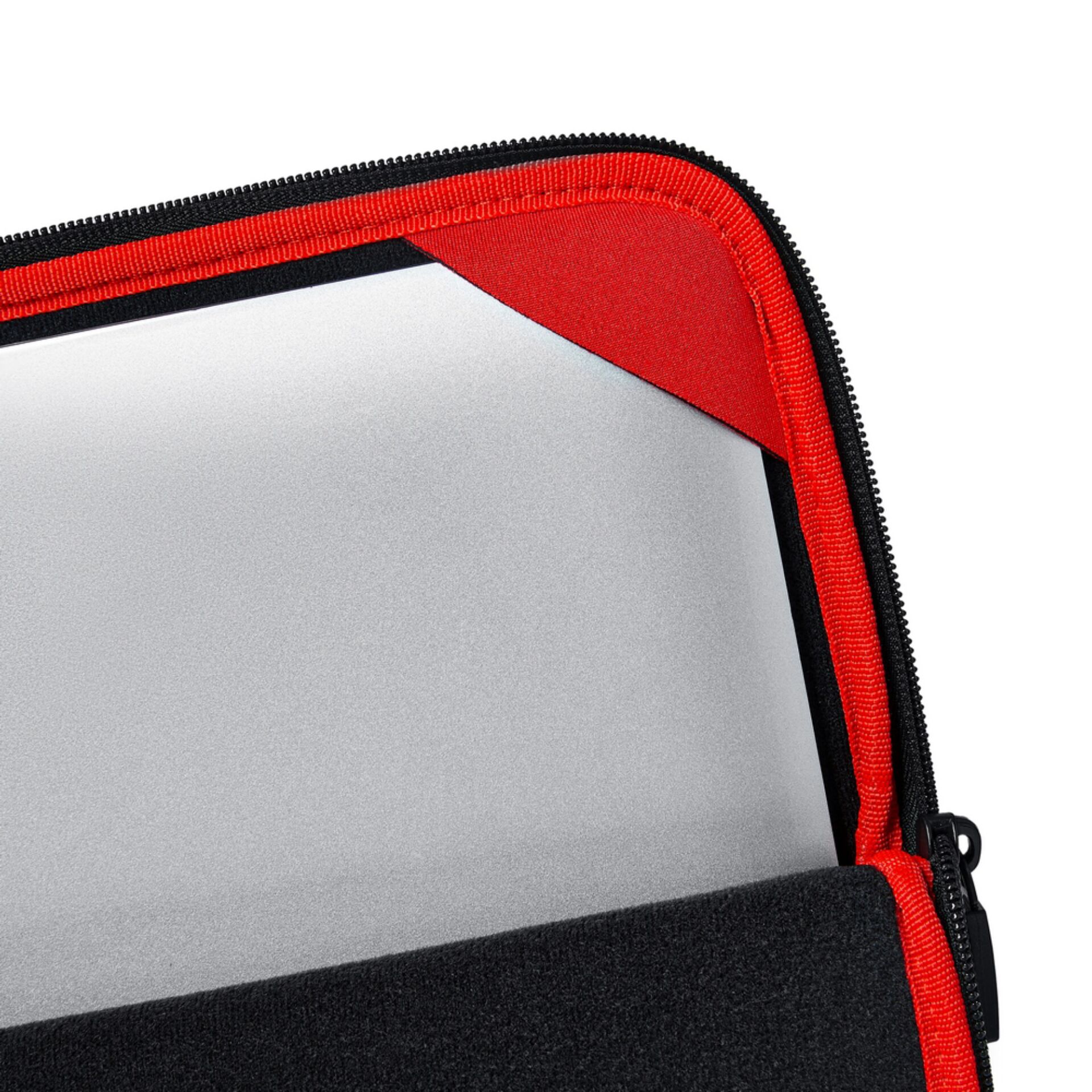 Laptoptasche, Reißverschluss, rot-schwarz, gepolstert, Klettverschluss