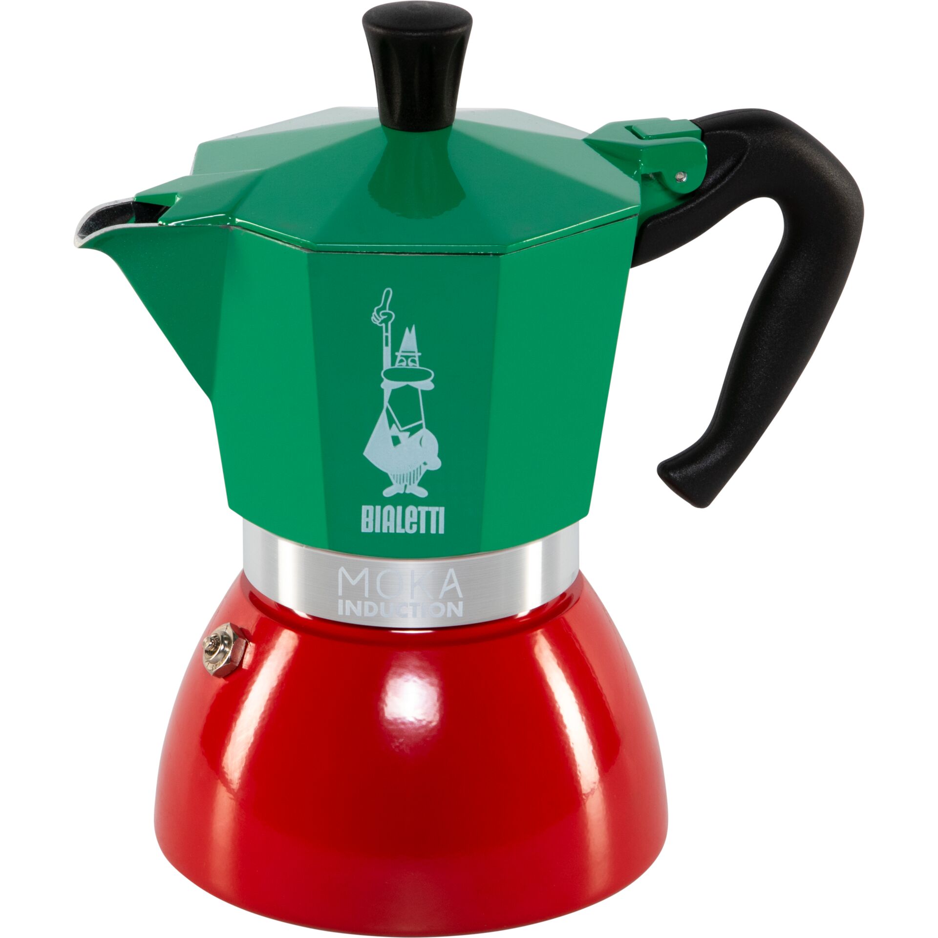 Kaffeekanne, Aluminium-Induktionswerk, Grün, Rot, Bialetti