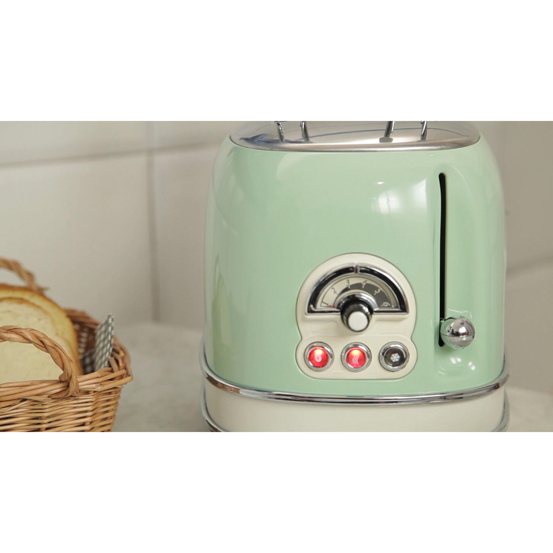 Toaster, Mintgrün, Retro, Küchengerät, Bedienelemente