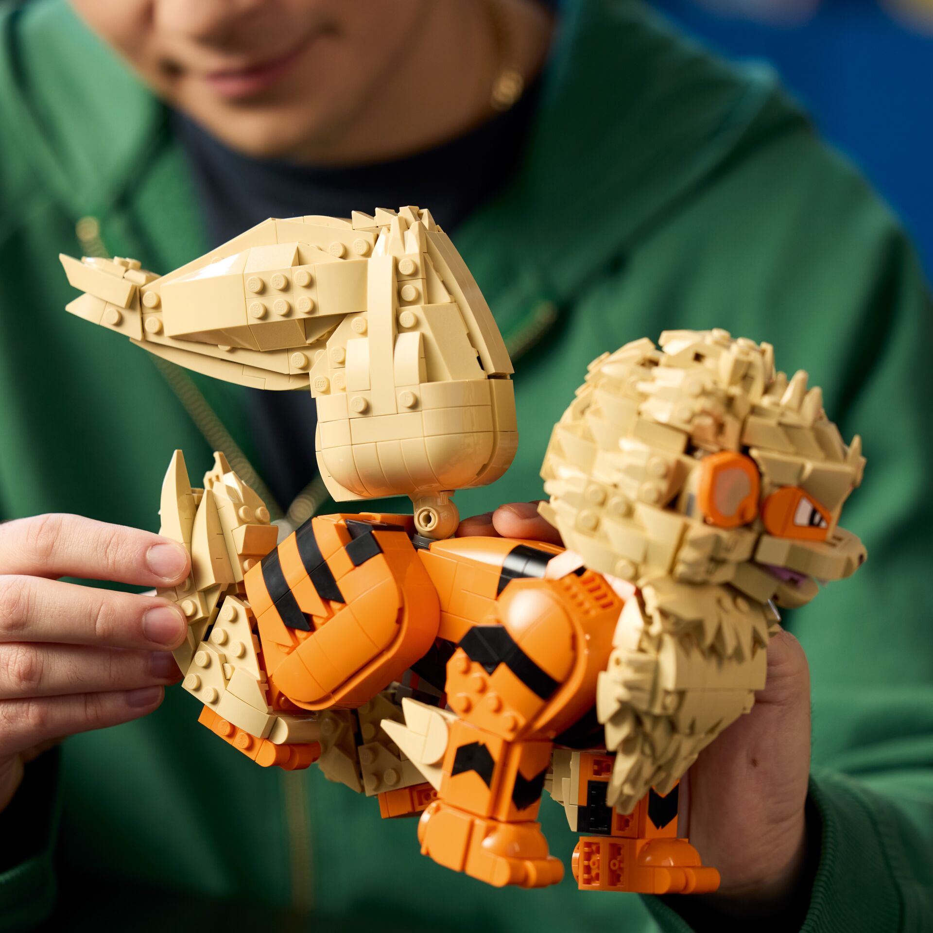 Lego, Kunststoffbausteine, Dinosaurier, Beiges Tier, Orange Akzente