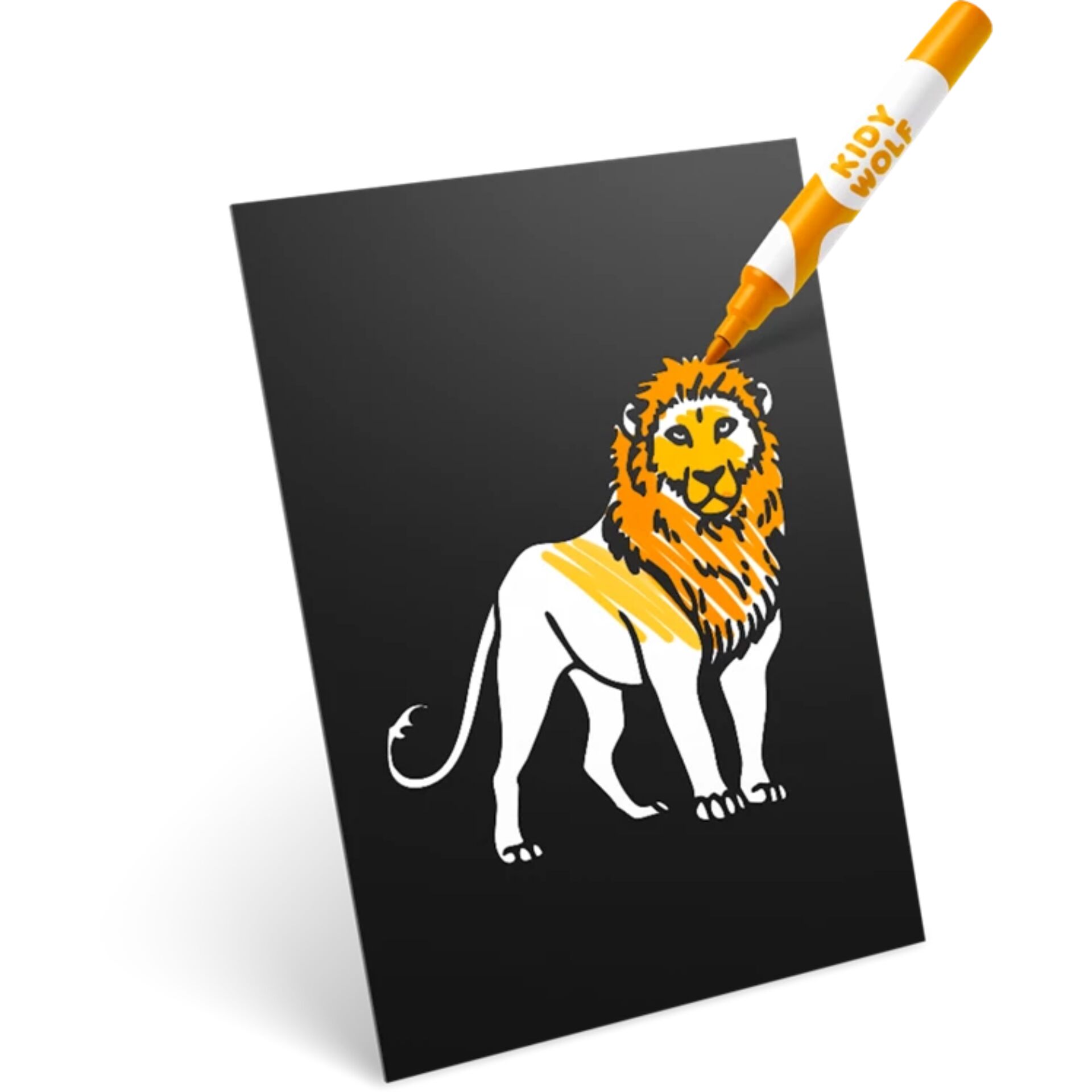 löwe, zeichnung, marker, illustration, kreide/stift