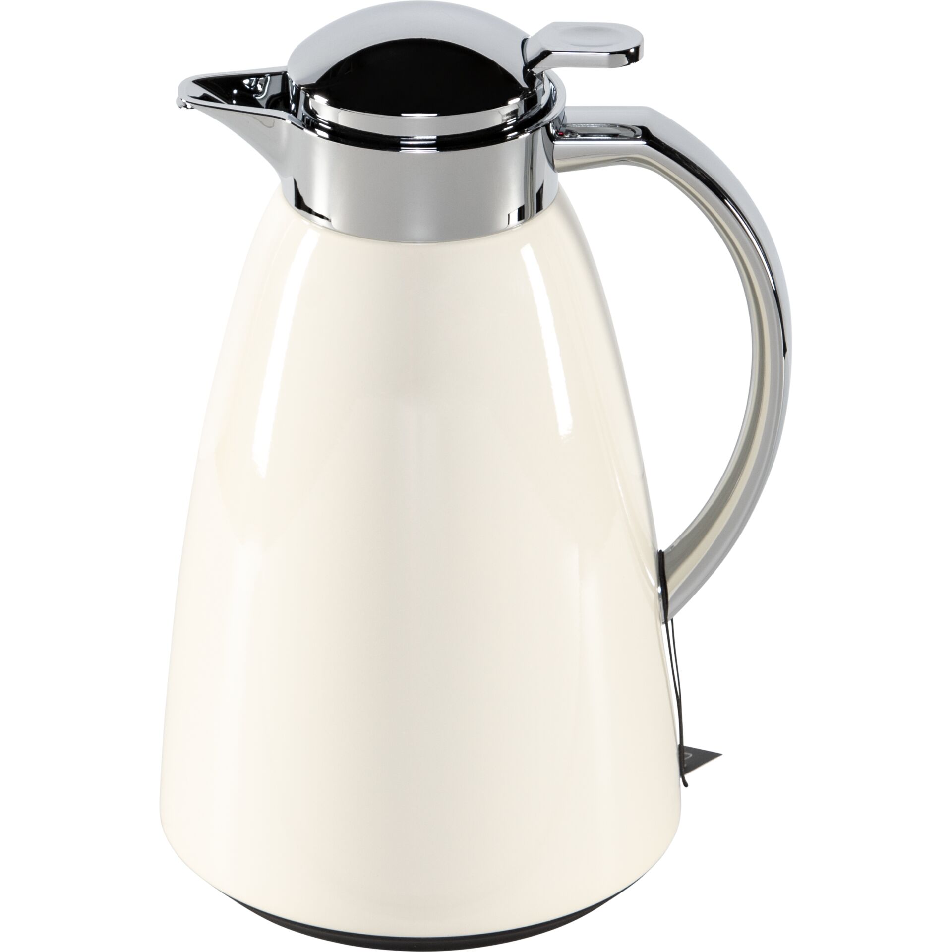 Thermosflasche, Kaffeekanne, Stahlgriff, Cremefarben, Spitz zulaufend