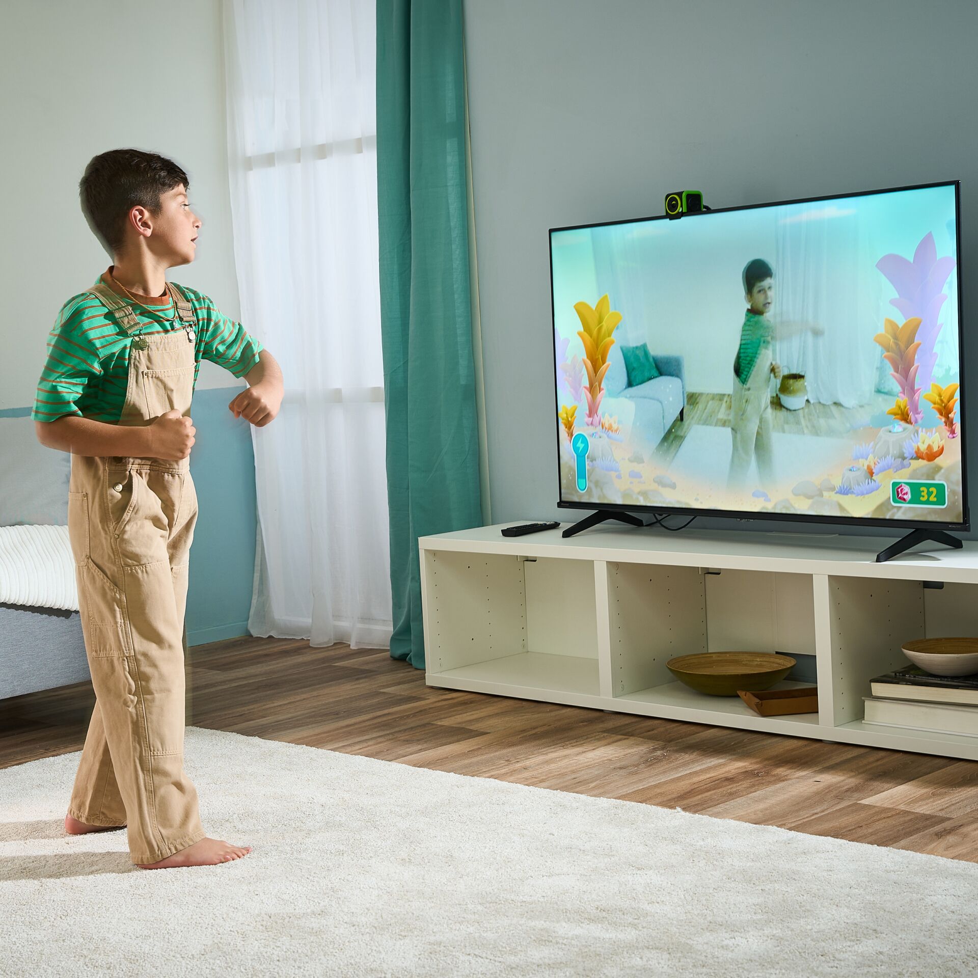 Kinder, Overalls, Hemdstrick, Grün, TV-Spiel