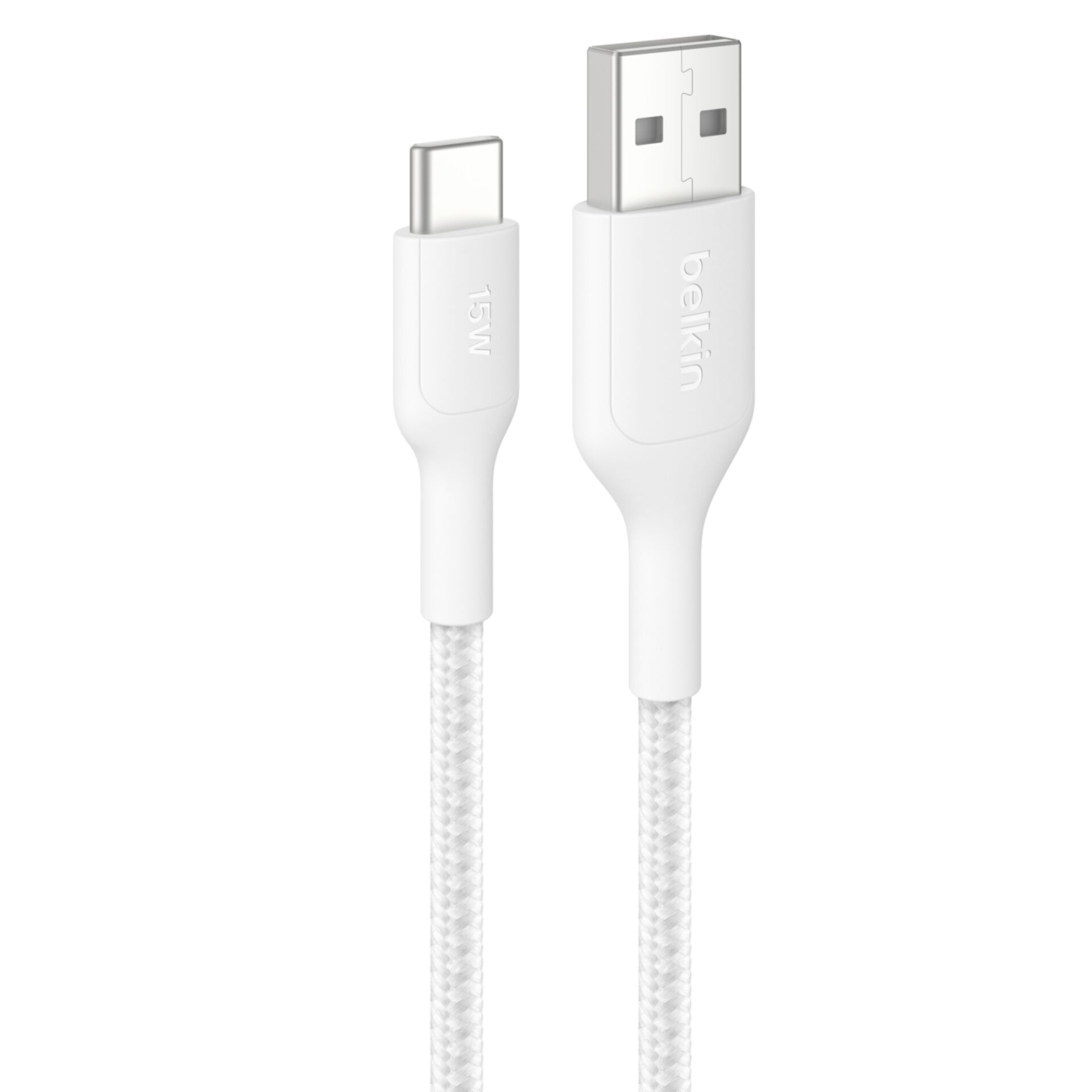 USB-C, USB-A, Kabel, Weiß, geflochten