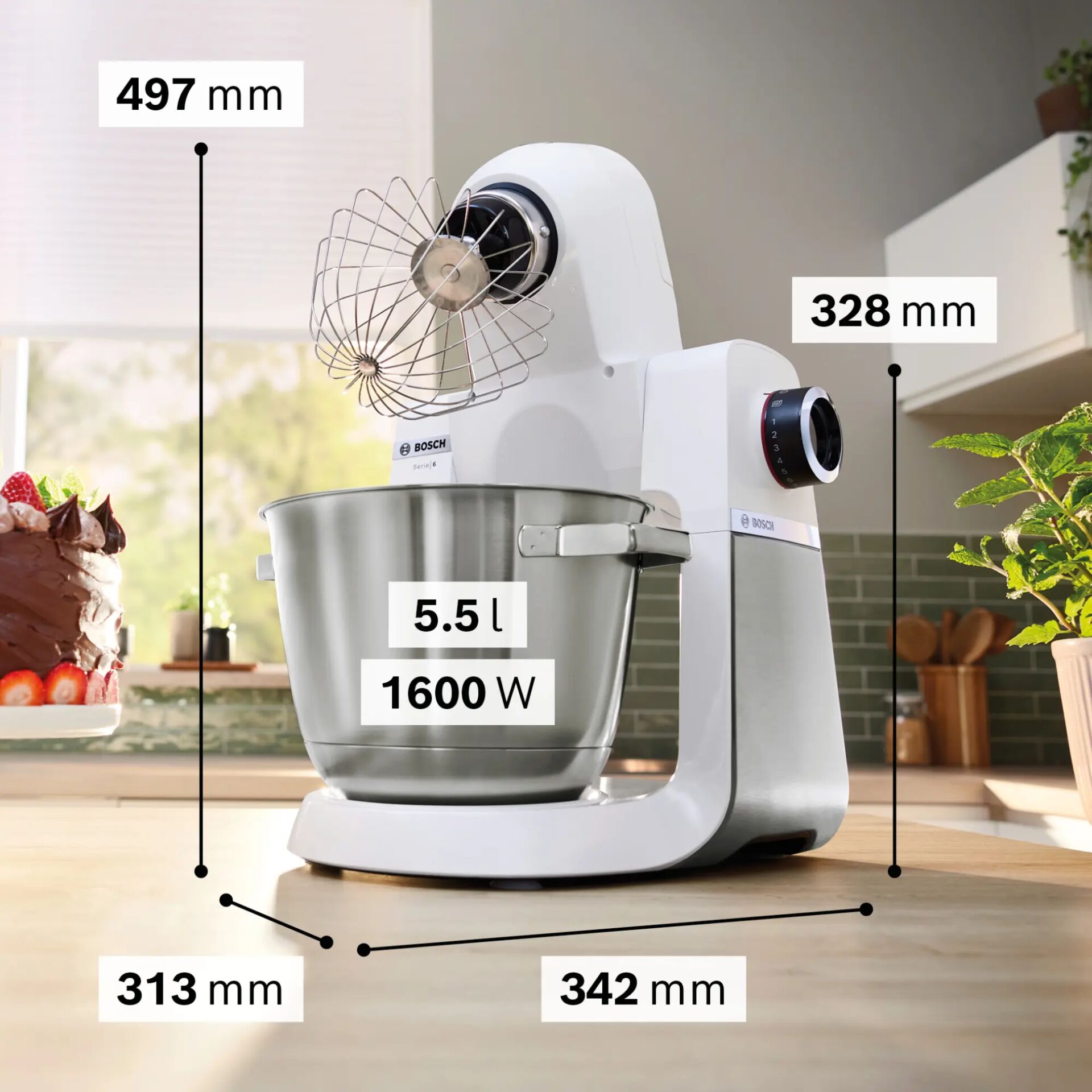 Küchenmaschine, Standmixer, Rührwerk, 5.5 l, 1600 W