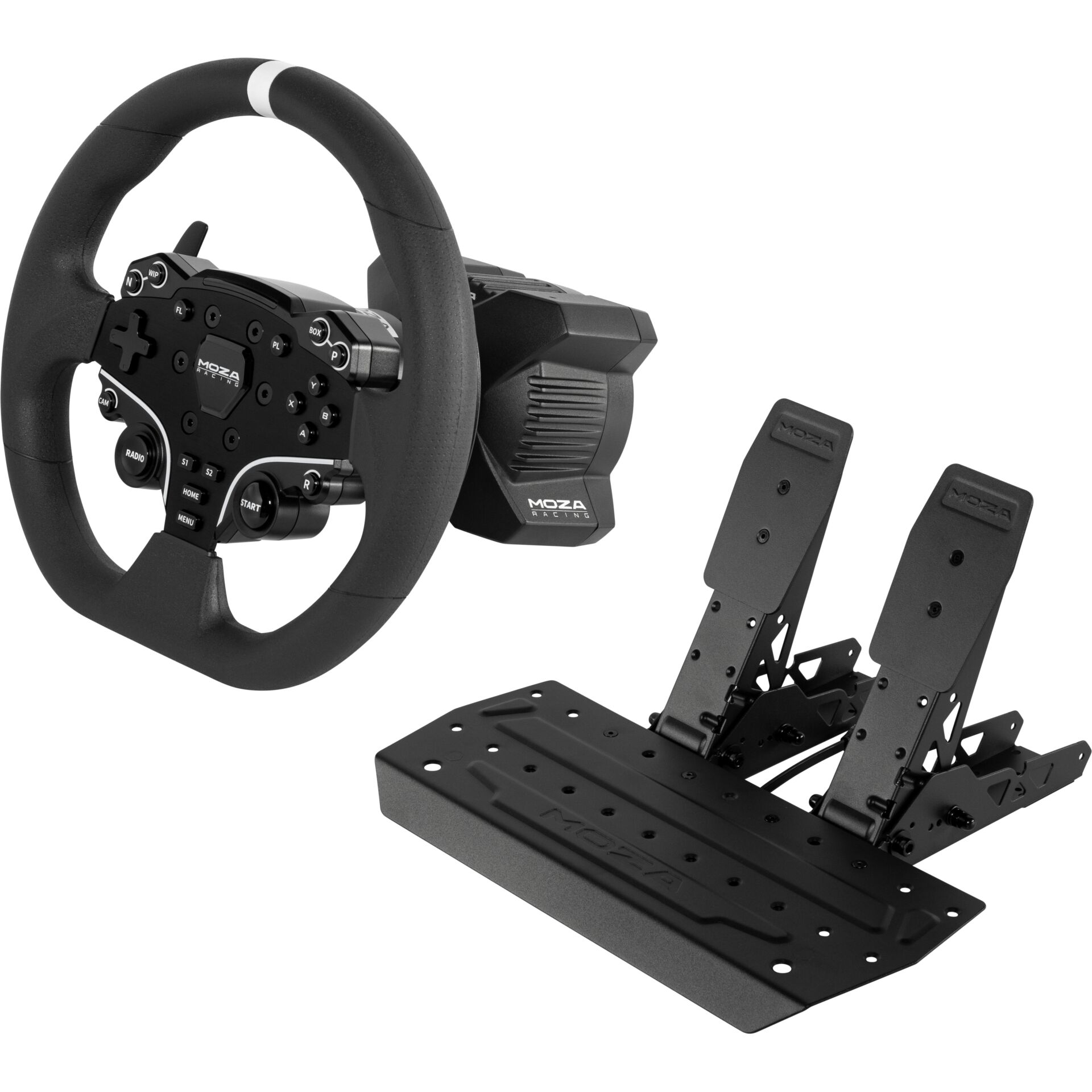 Sim-Racing Steering Wheel, Pedal Set, Racing Wheel, Flight-style Pedals, Metal Base Plate