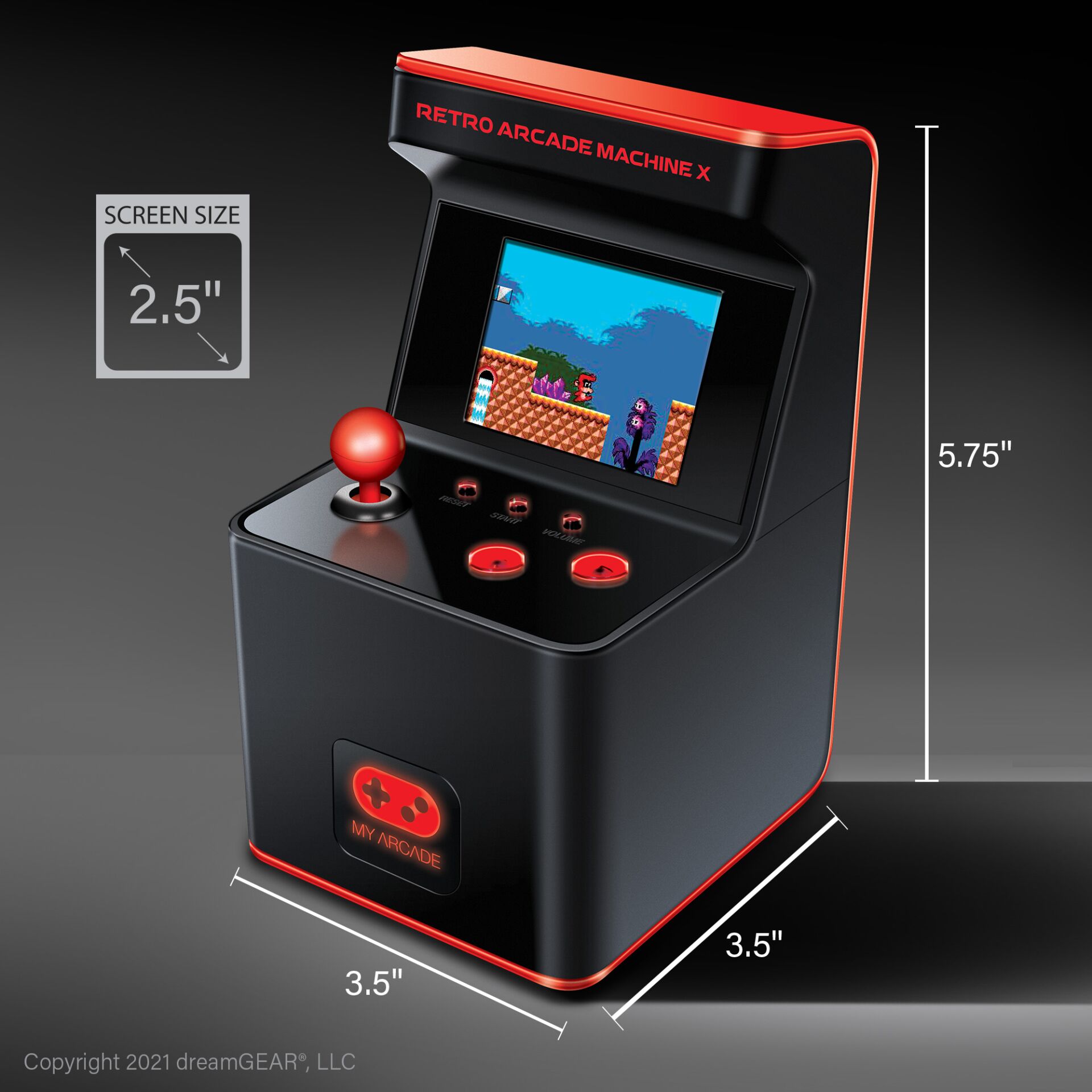 Arcade-Kabine, Mini-Arcade, 2,5-Zoll Bildschirm, Rote Akzente, Joystick-Konsole