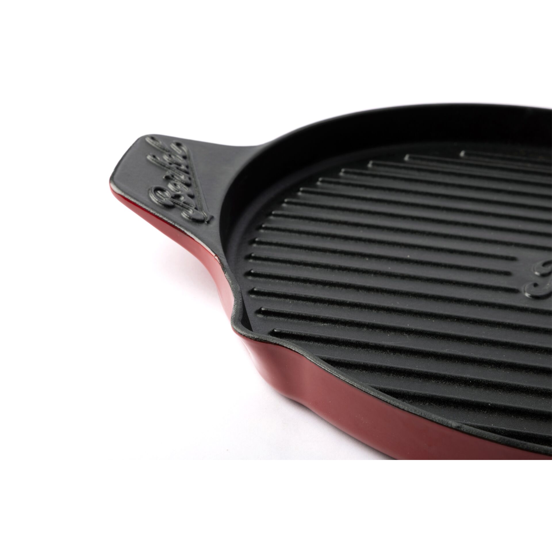 grillplatte, gusseisen, rund, antihaft, rot