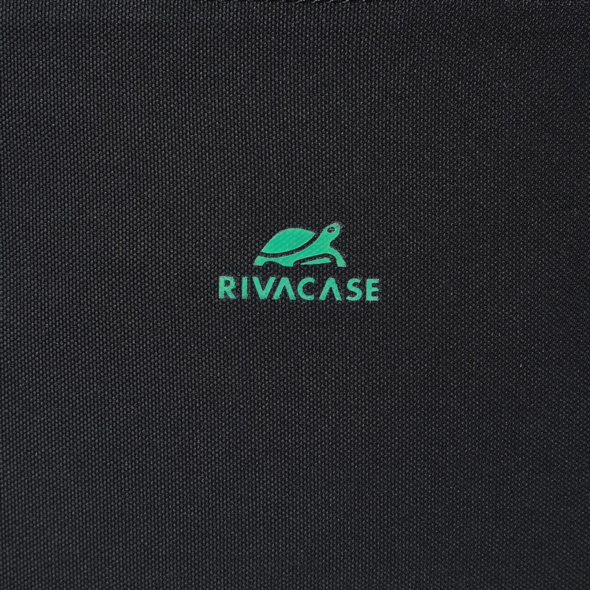 Schwarze Tasche, Textilmaterial, Gewebte Oberfläche, Grünes Logo