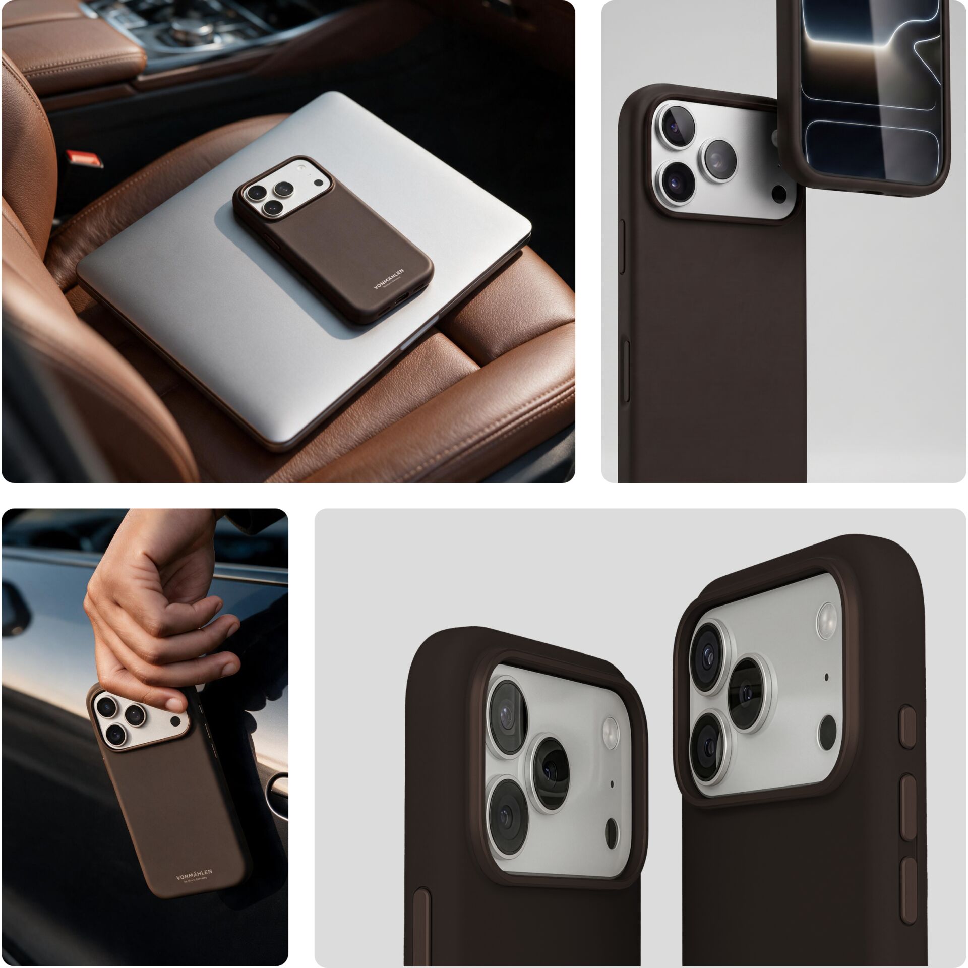 Smartphone-Hülle, Handyhülle, Braun, Schutzhülle, Magnetischer Griff