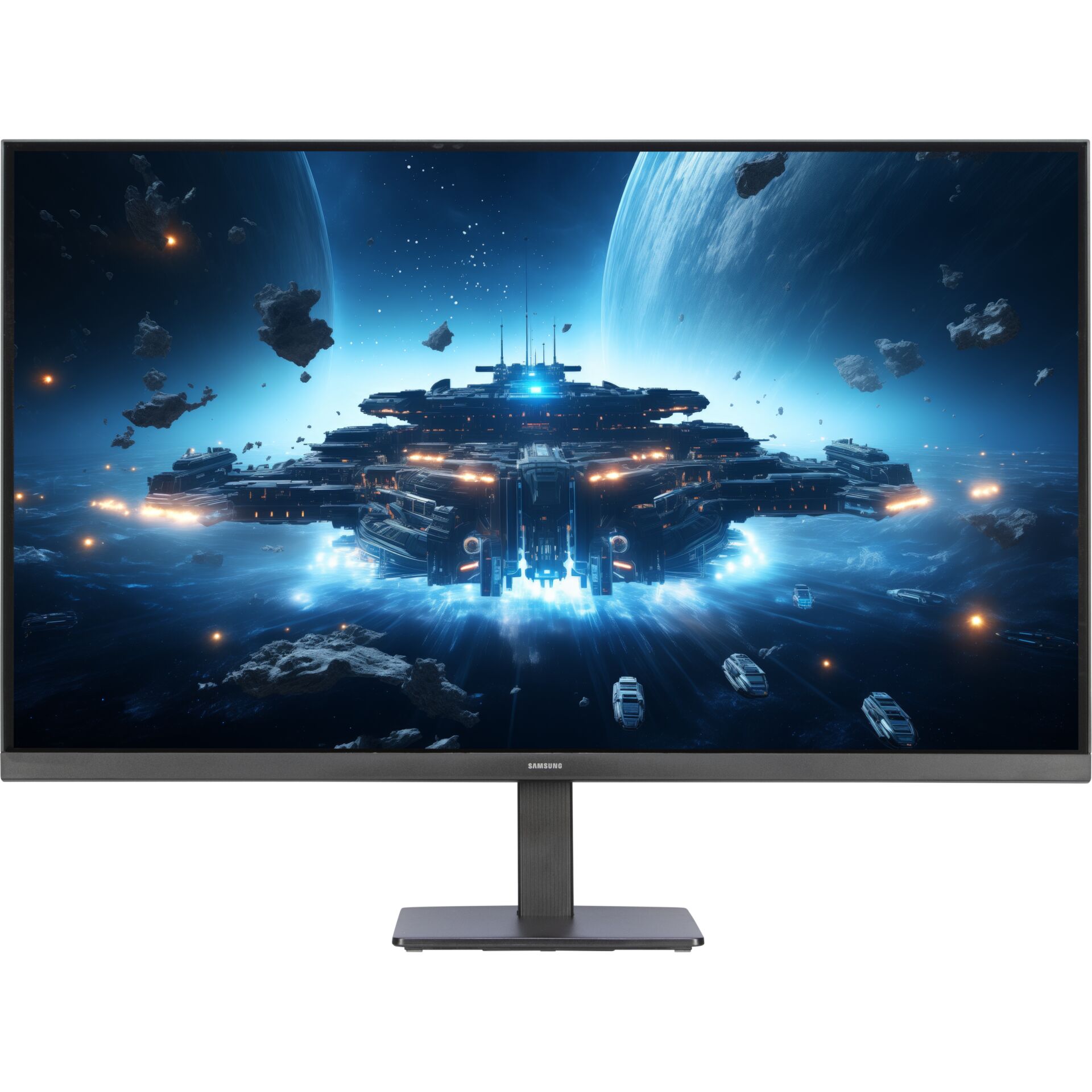 monitor, display, gaming monitor, space scene, ultrawide