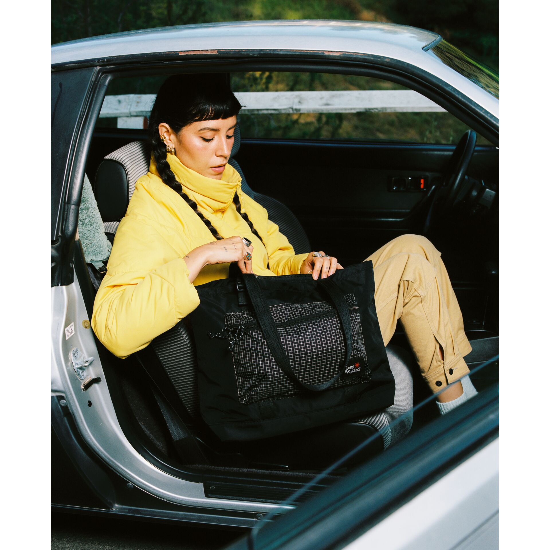 Person, Sitzen, Handtasche, Auto, Klingeln