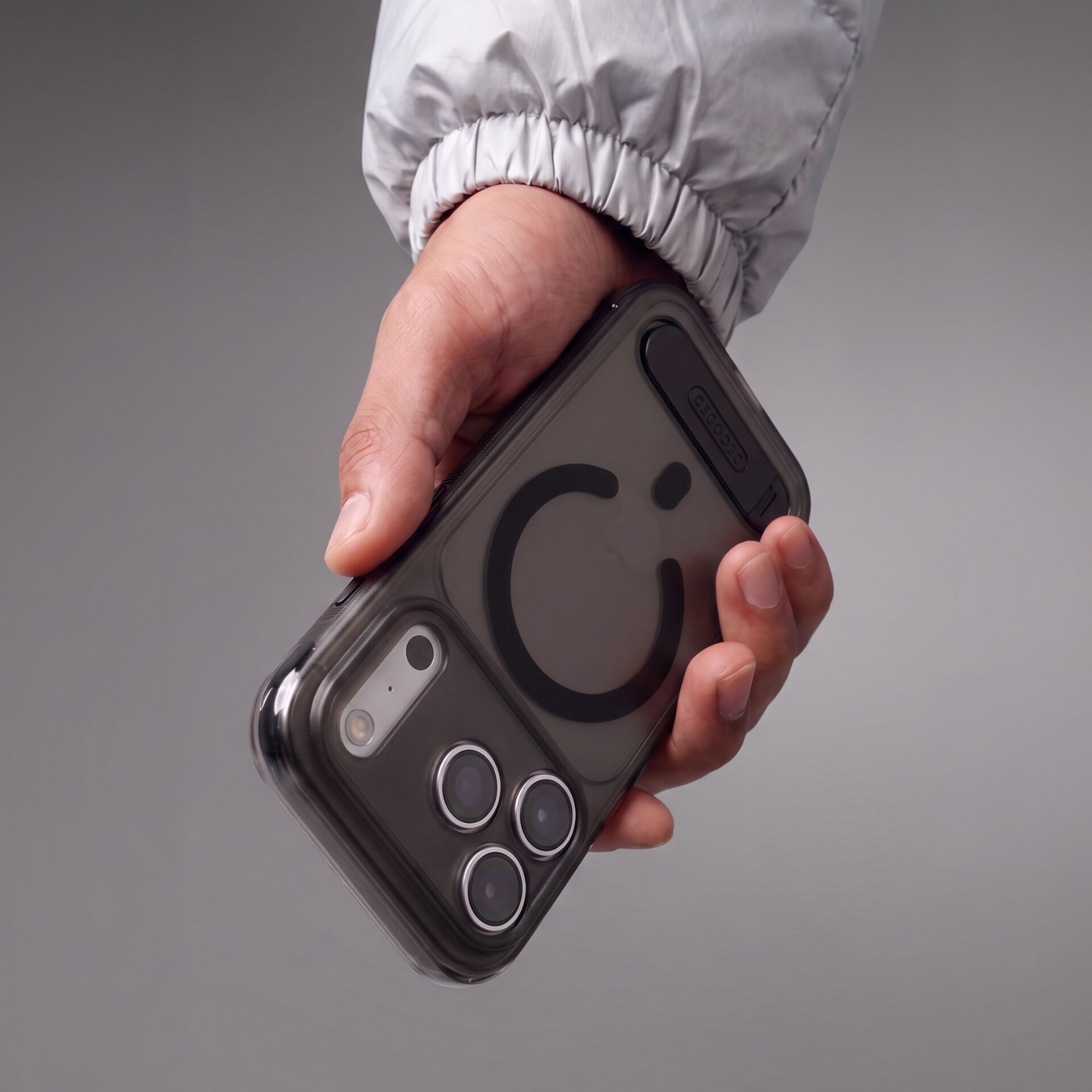 handyhülle, smartphonehülle, magnetischer halter, three-lens kamera, schwarz/anthrazit