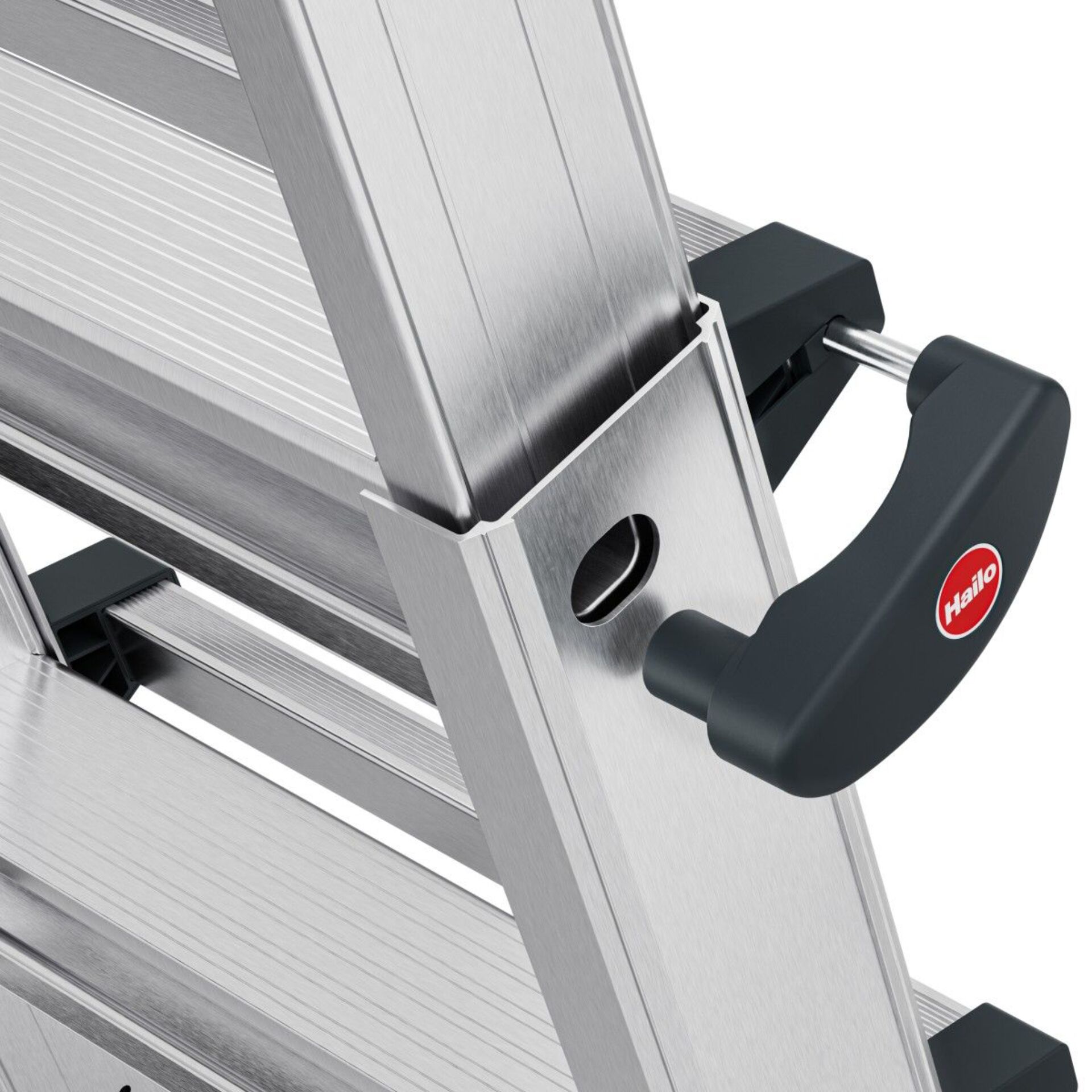 Leiter, Aluminium, Stufenleiter, verstellbar, Sperrknopf