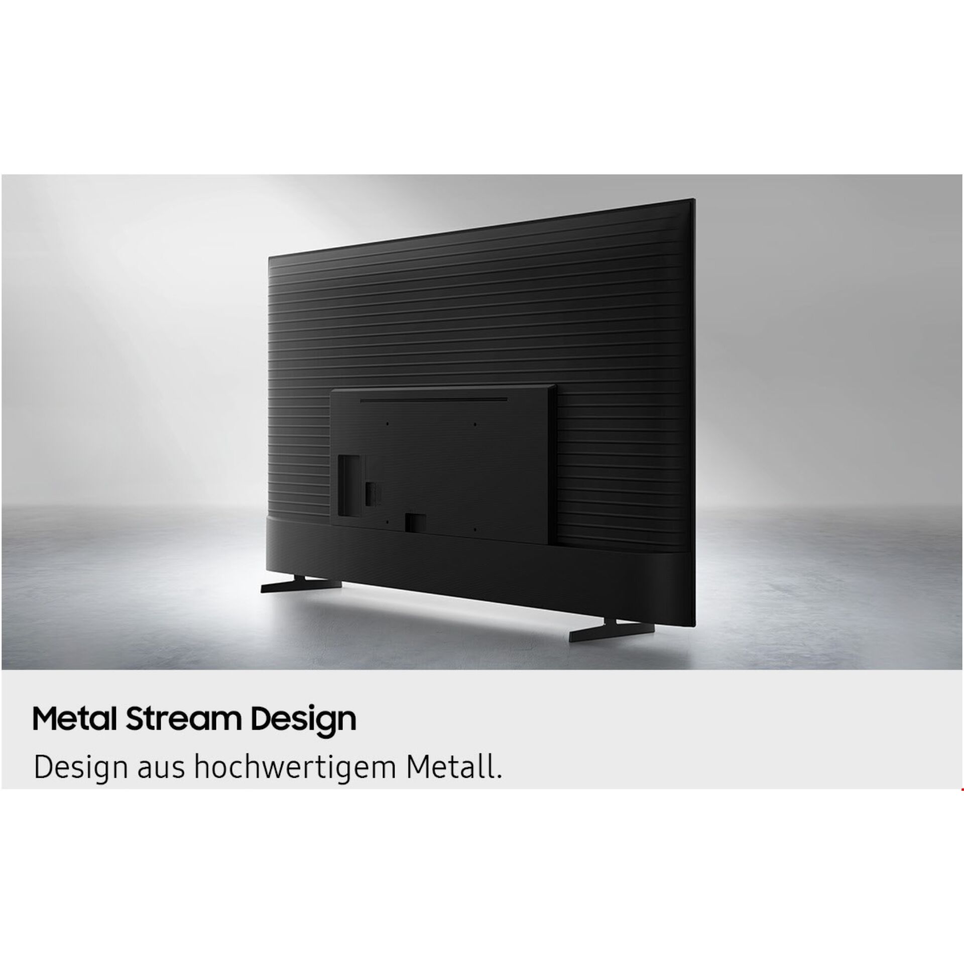 TV-Rückseite, Metall-Design, Schlankes Fernsehgerät, Rückansicht, Flacher Bildschirm
