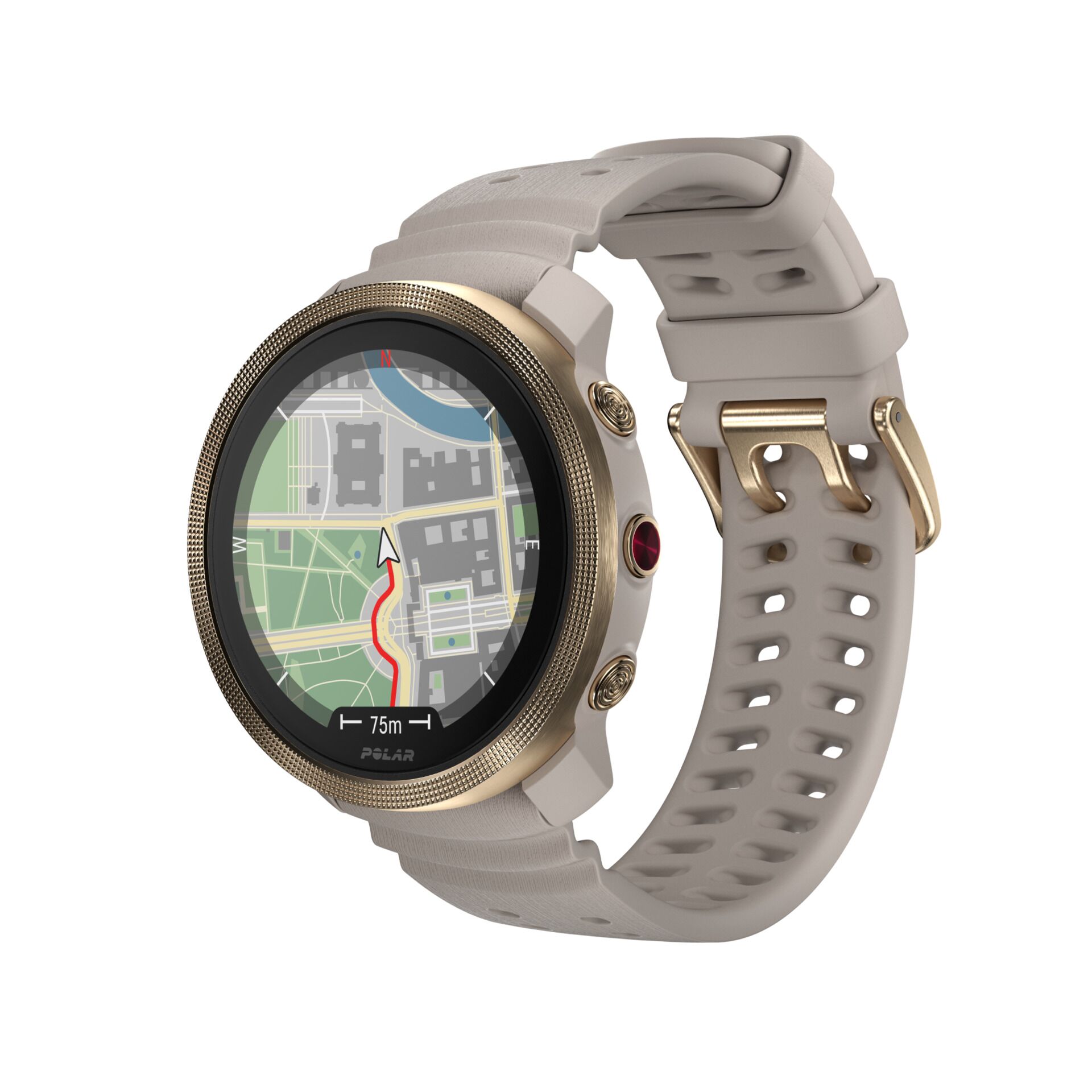GSM-Uhr, GPS-Outdoor, Rundes Display, Beige Band, Kartennavigation