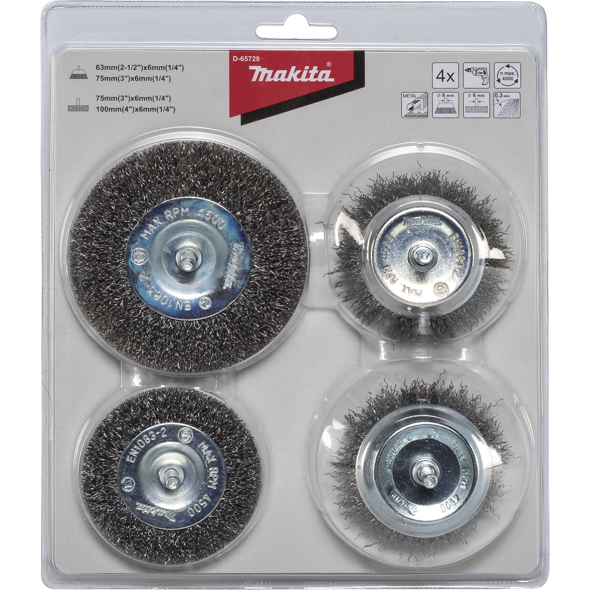 Makita Rundbürsten-Set 4tlg.  Stahl