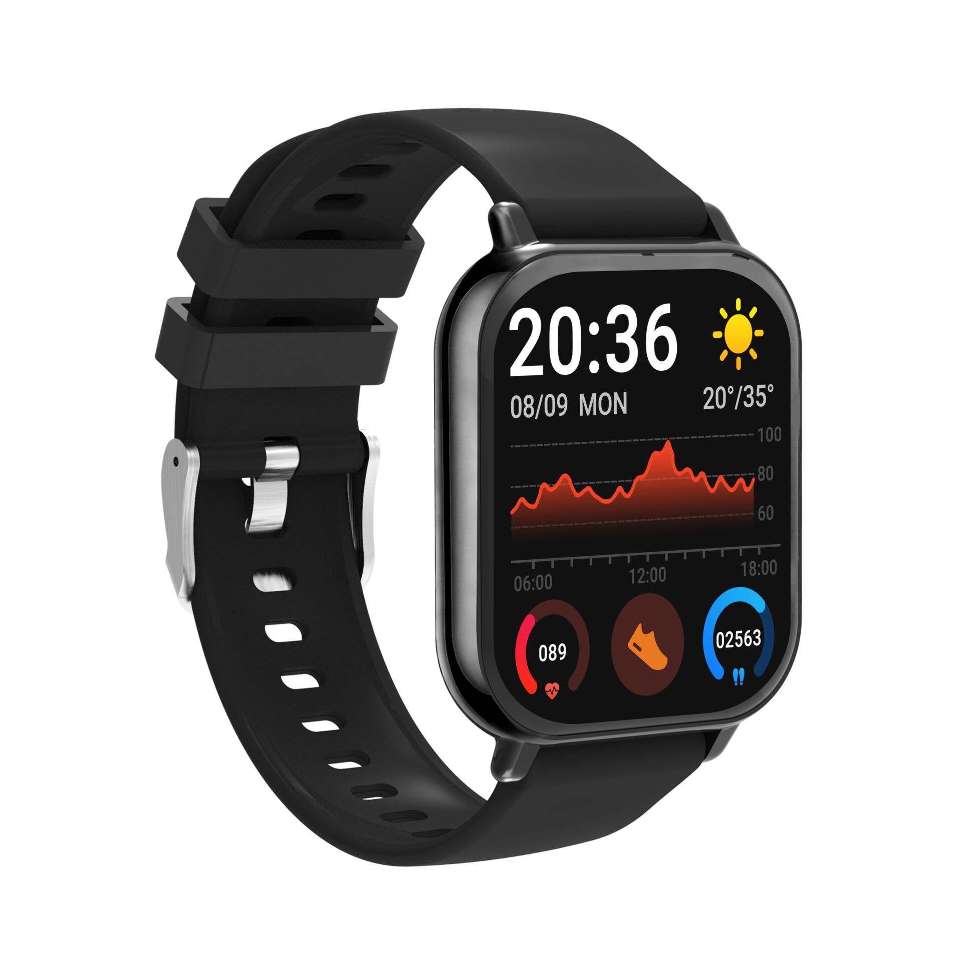 Smartwatch, Apple Watch-ähnlich, Silicone-Armband, Digitalanzeige, Fitness-Tracking