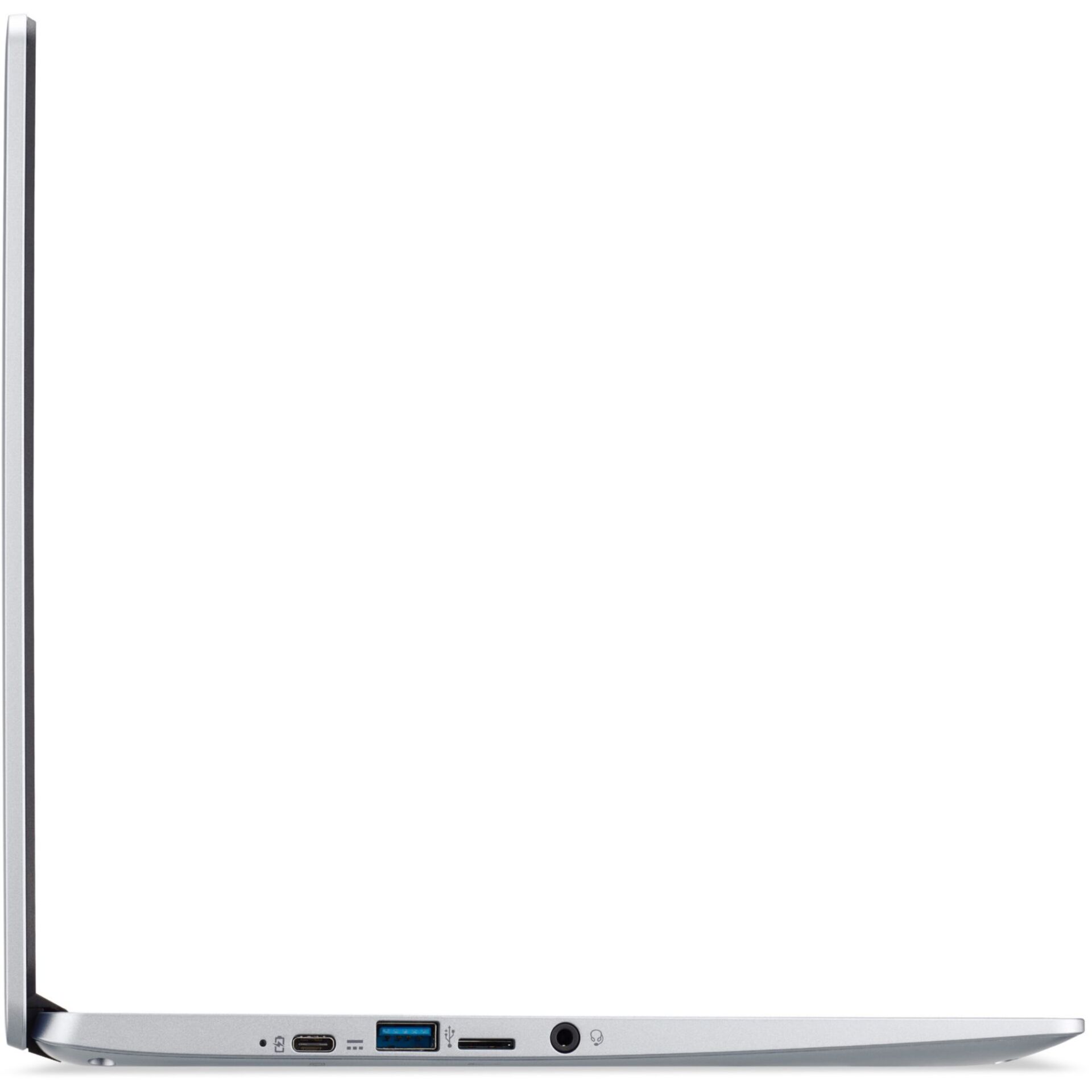 laptop, silber, Seitenansicht, USB-C, Kopfhöreranschluss