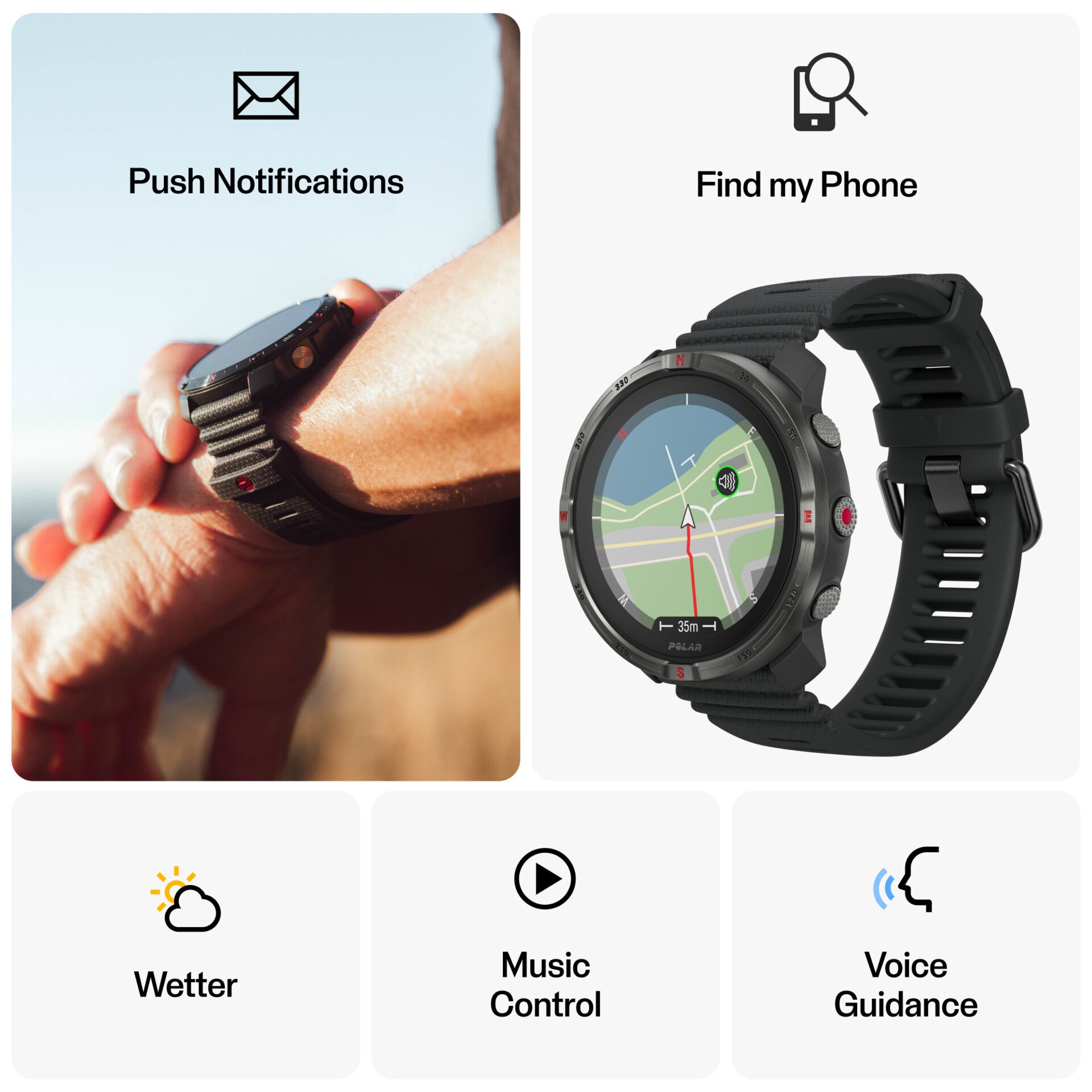 Smartwatch, GPS, Rot Schwarz, Armbanduhr, Touchscreen