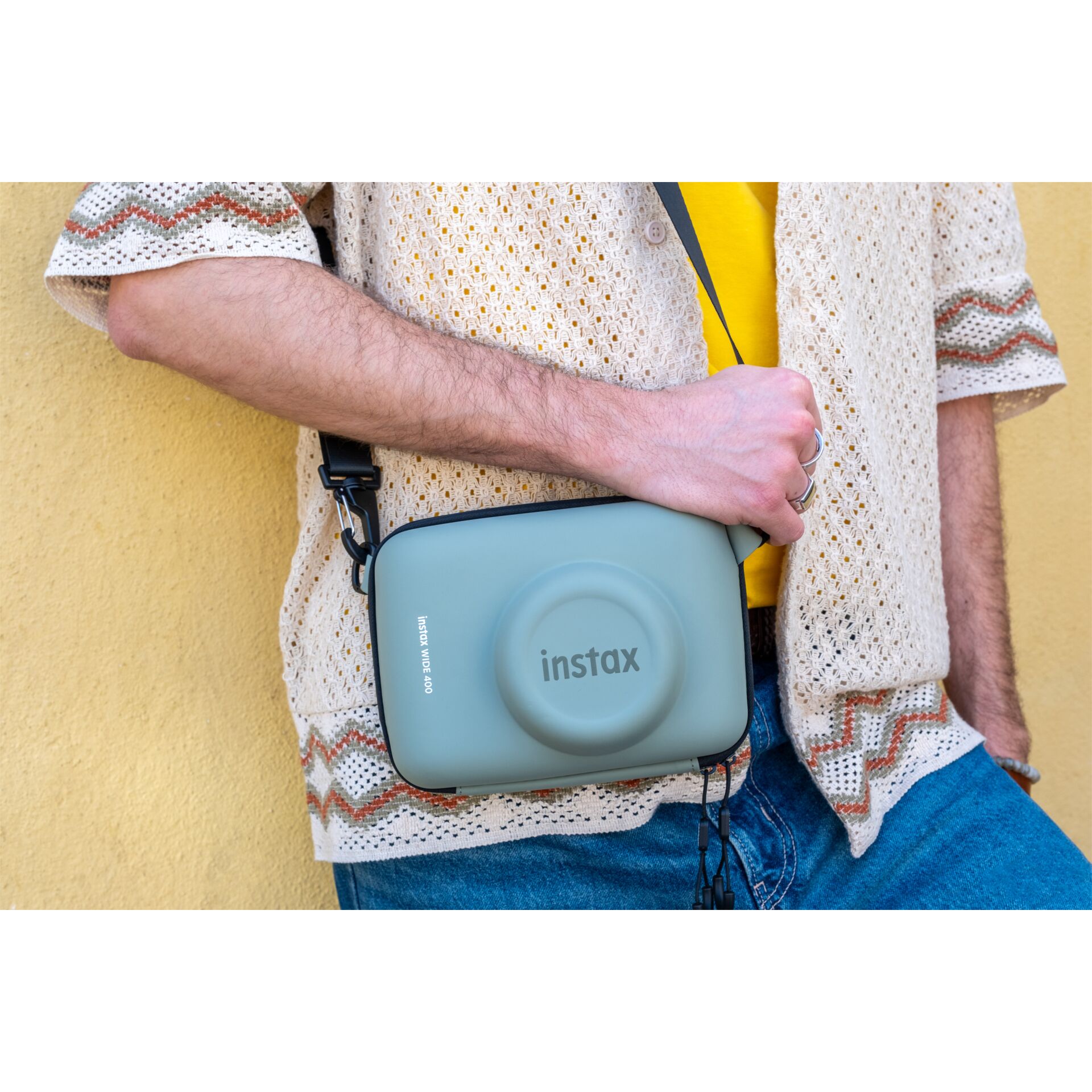 instax, kamera, tasche, hellblau, handgerät