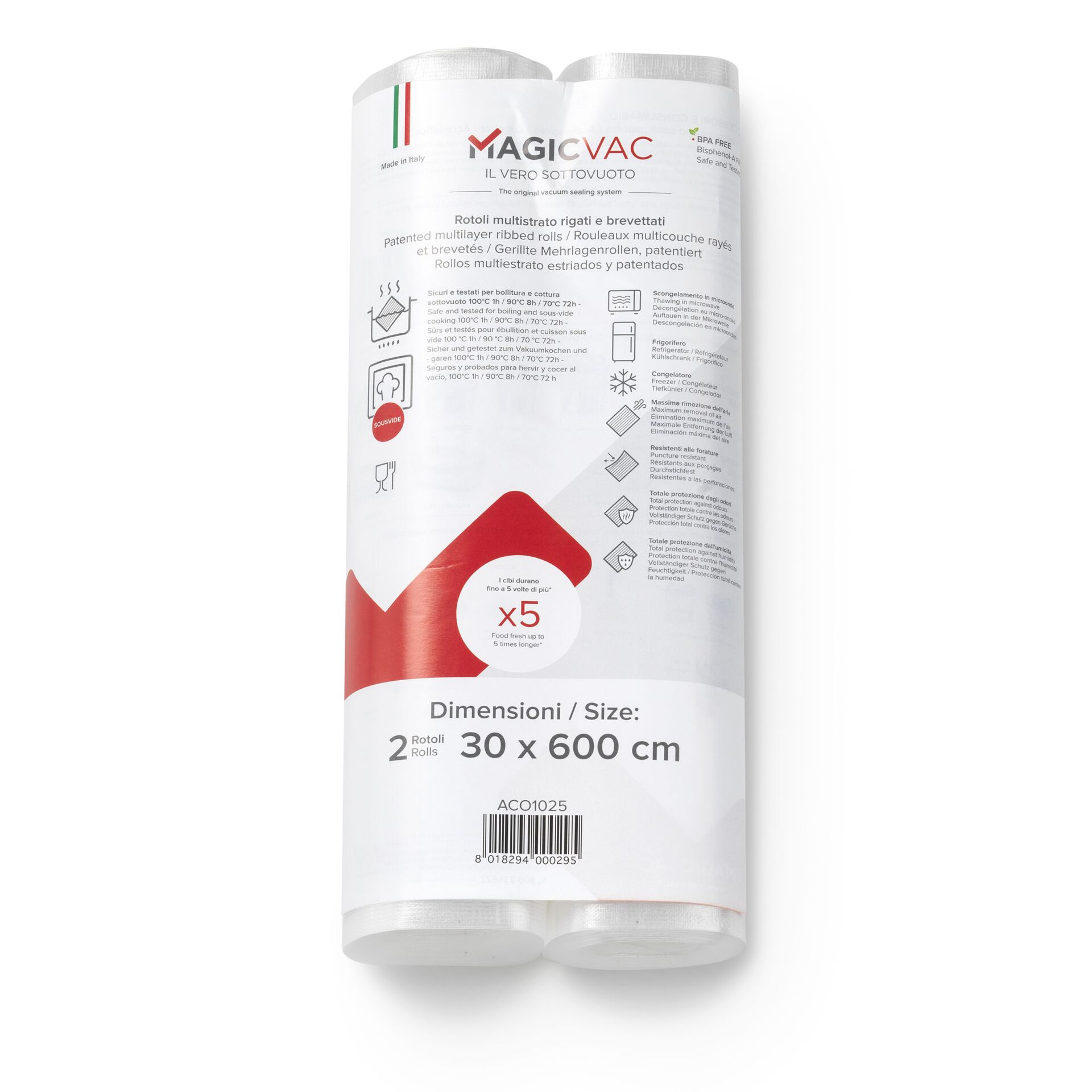 MagicVac 2 Vakuumierfolienrollen  mit Label 30 cm x 6 m