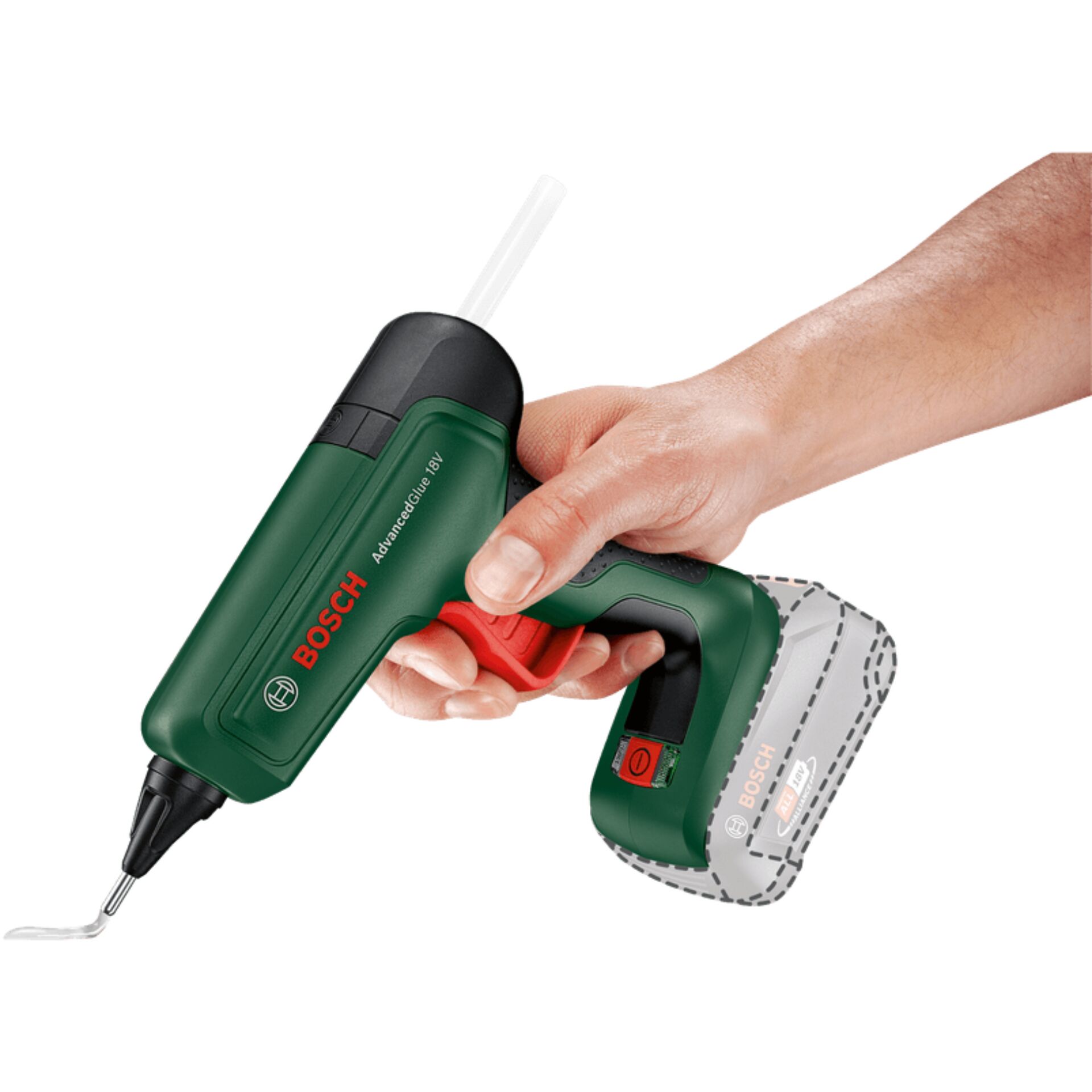 Schraubendreher, Heißklebepistole, Klebe-Pistole, Griffstück, Grün