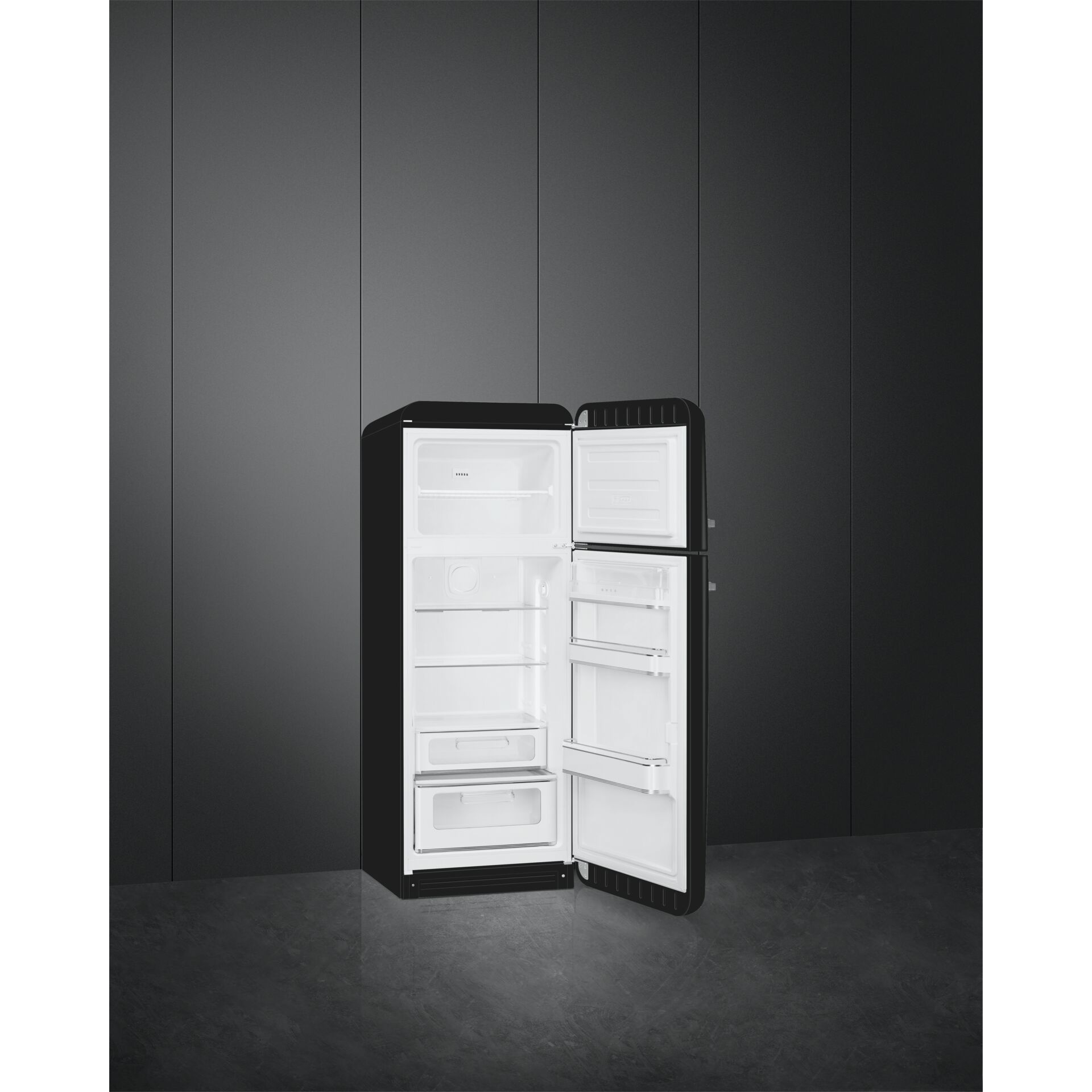 Kühlschrank, Einbaukühlschrank, Spülerfach, Schwarz, Weißes Innenleben