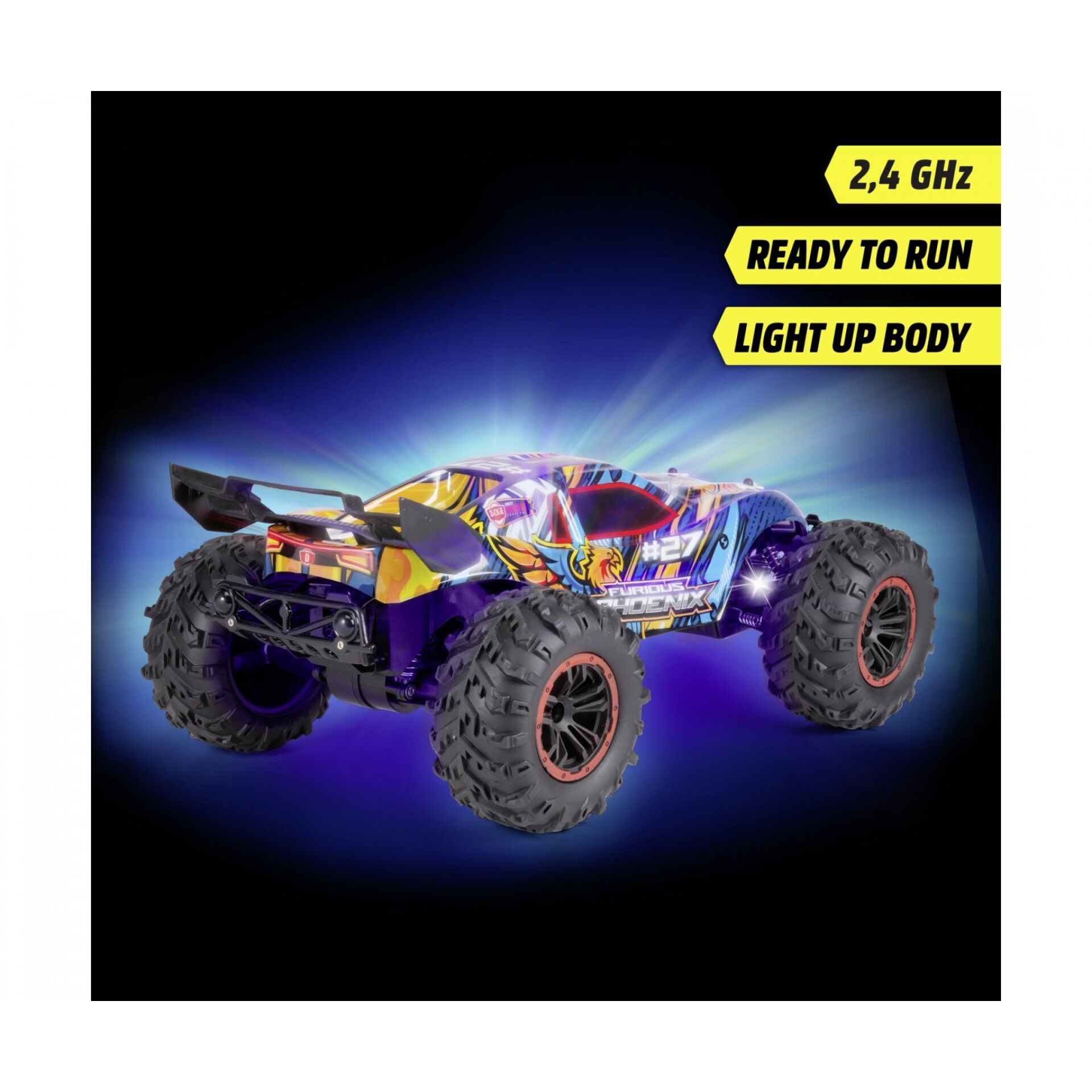 RC-Auto, Monster Truck, 2,4 GHz, Off-road, Leuchtende Aufkleber