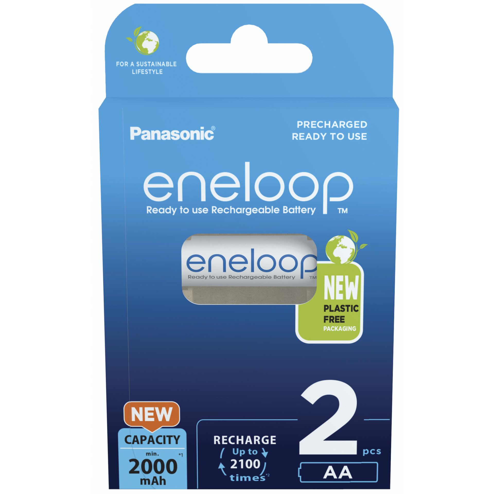 1x2 Panasonic Eneloop Mignon AA  2000mAh Ni-MH       BK-3MCDE/2BE