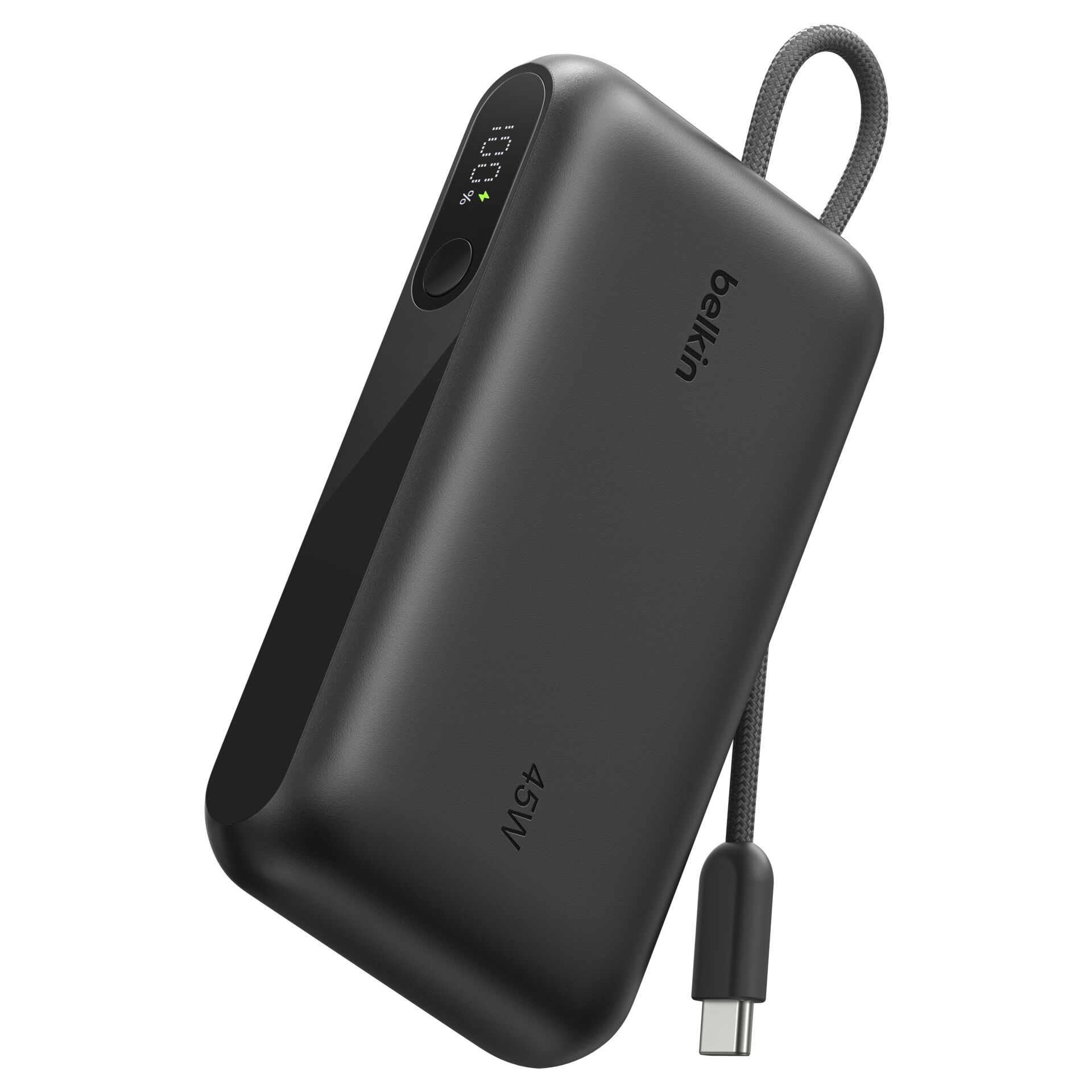Powerbank, USB-C, 4000mAh, LED display, Kabelhalter