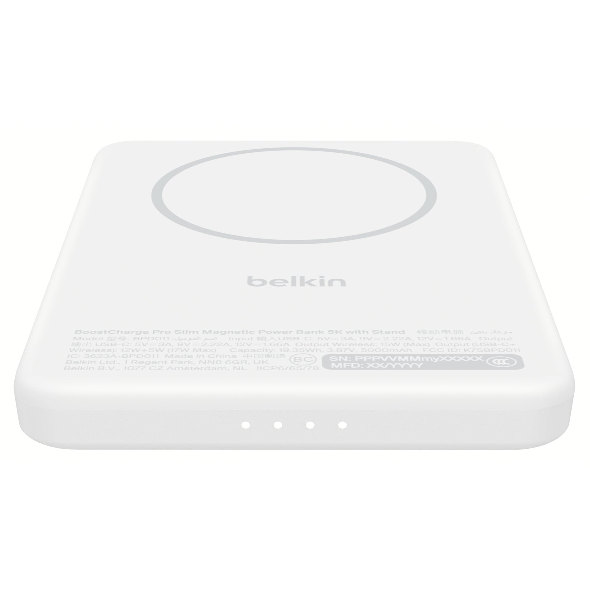 power bank, drahtloses ladegerät, belkin, weiß, kreisfläche