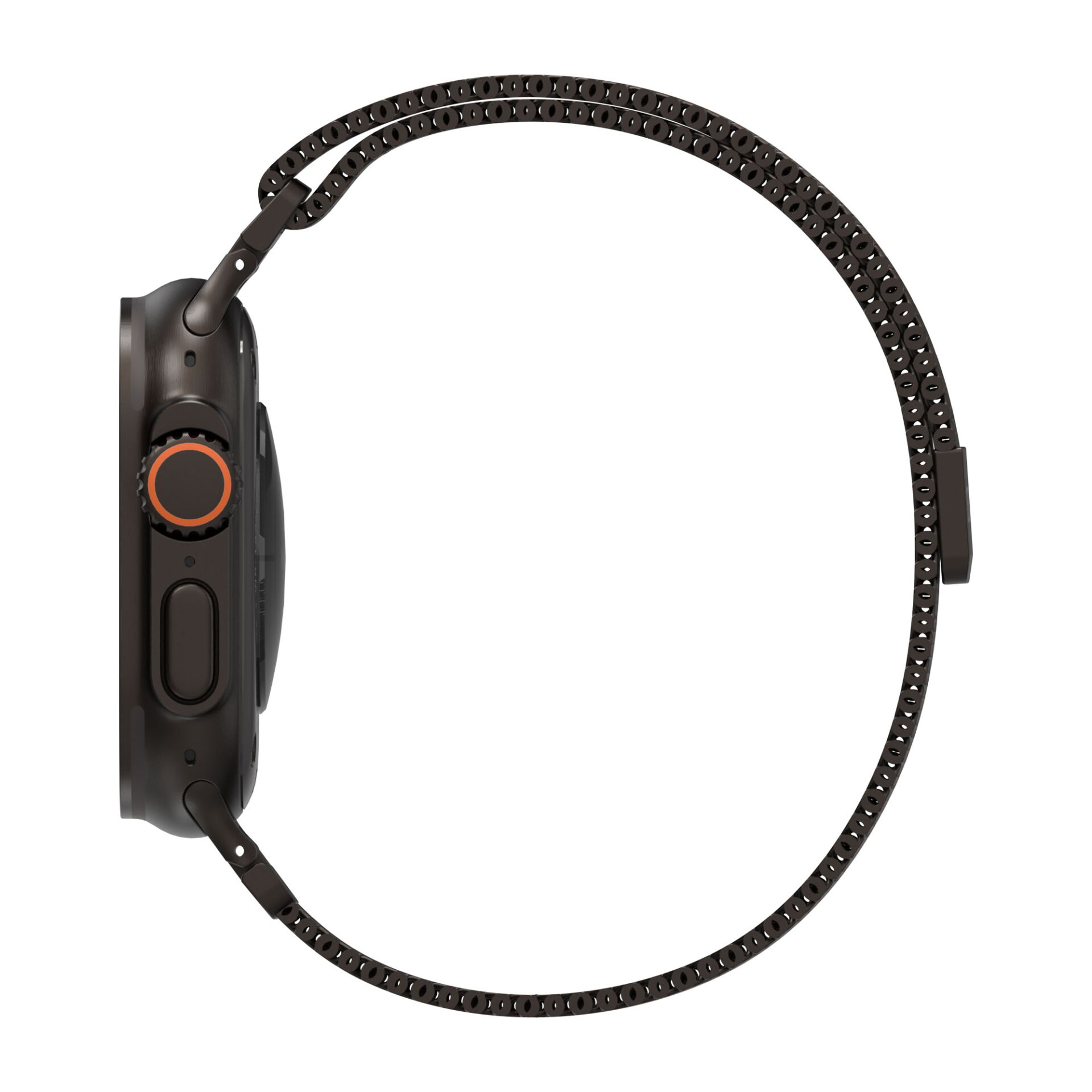 Smartwatch, Circular bezel, Metal strap, Brown black, Seitenansicht