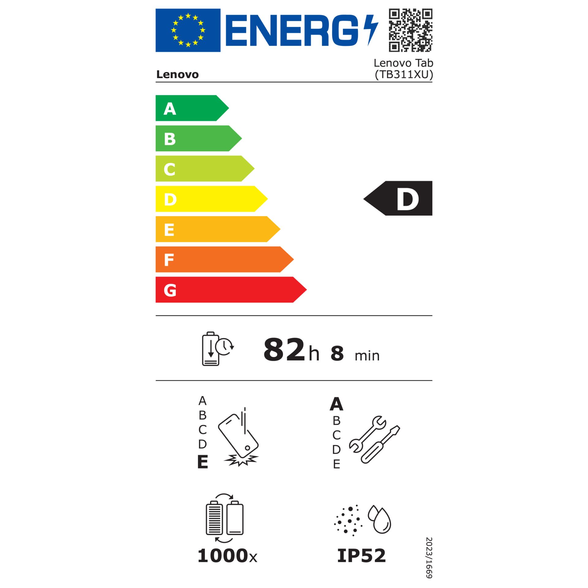 Lenovo Tab 64GB 4G – Energieeffizienzklasse D
