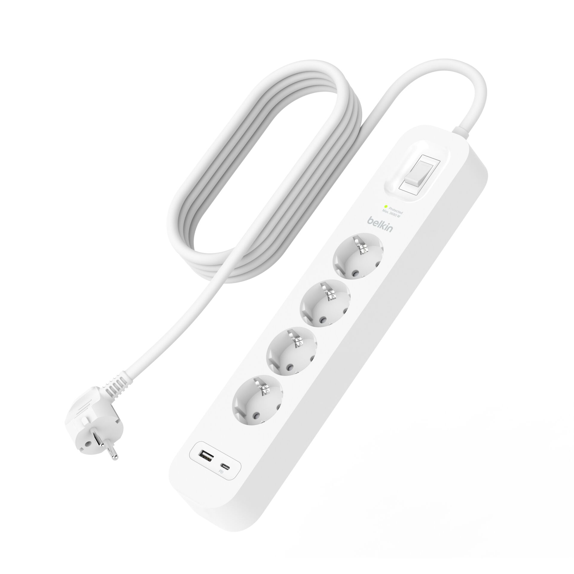 Belkin Steckdosenleiste 4-fach +  USB-A+C,525J,18W,2m SRB001vf2MV2