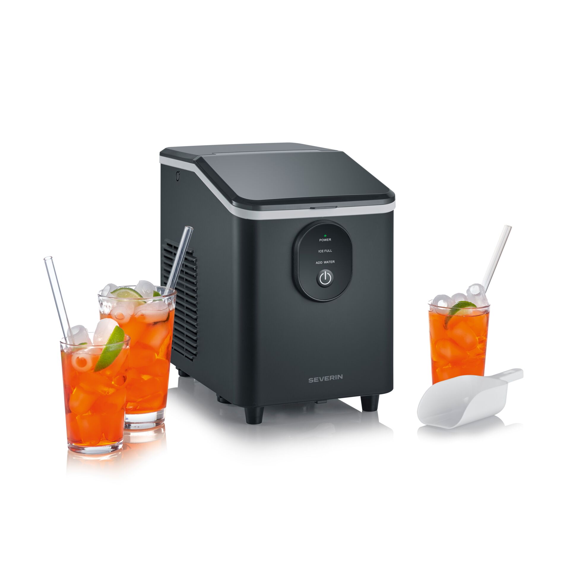 Eiswürfelmaschine, Kompakt, Schwarz, Circulation, Justierbares Kühlfach