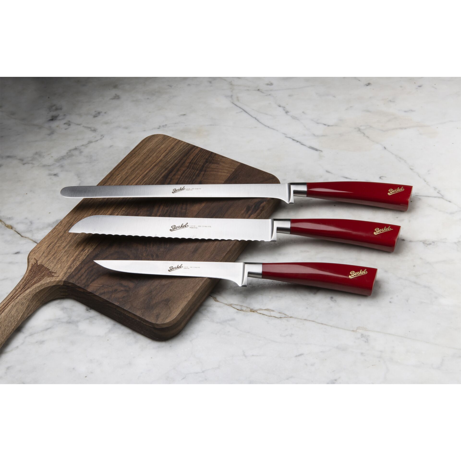 kitchen knives, steak knives, stainless steel, red handles, set of 3