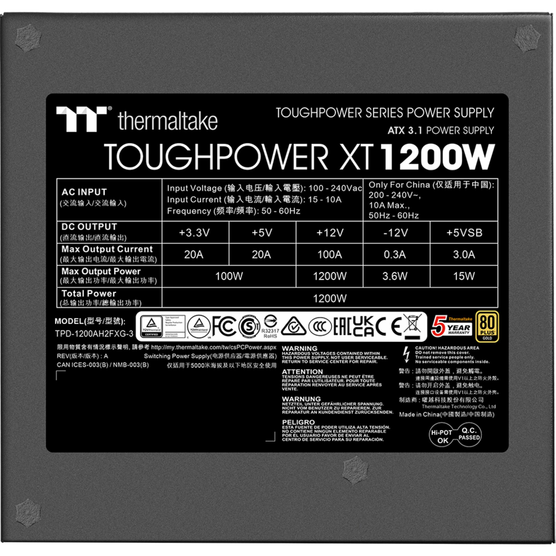 Netzteil, ATX 1200W, DC-Ausgang, 3.3V, +12V