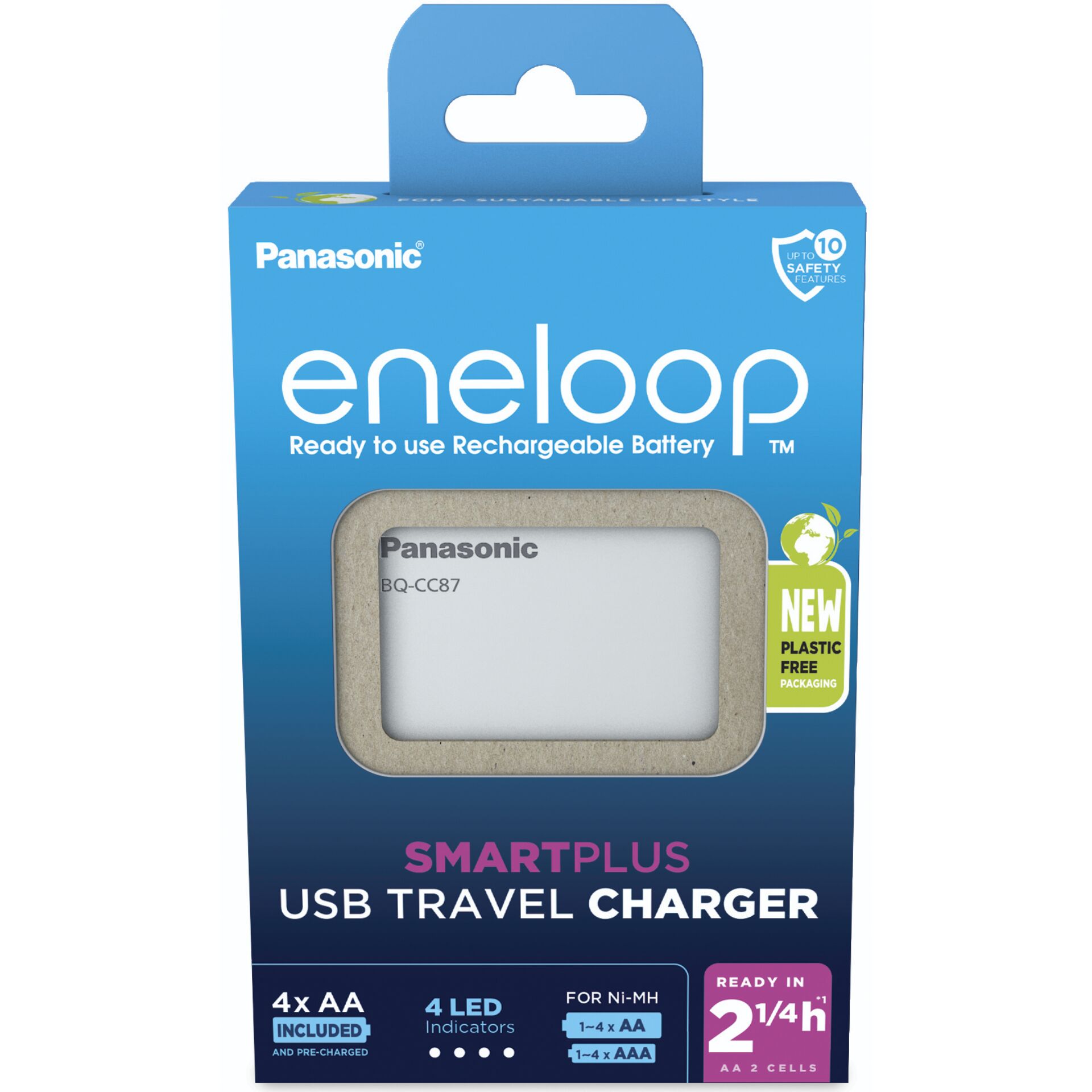 Panasonic Eneloop Smart Plus USB  Travel BQ-CC87 4xAA  K-KJ87MCD40