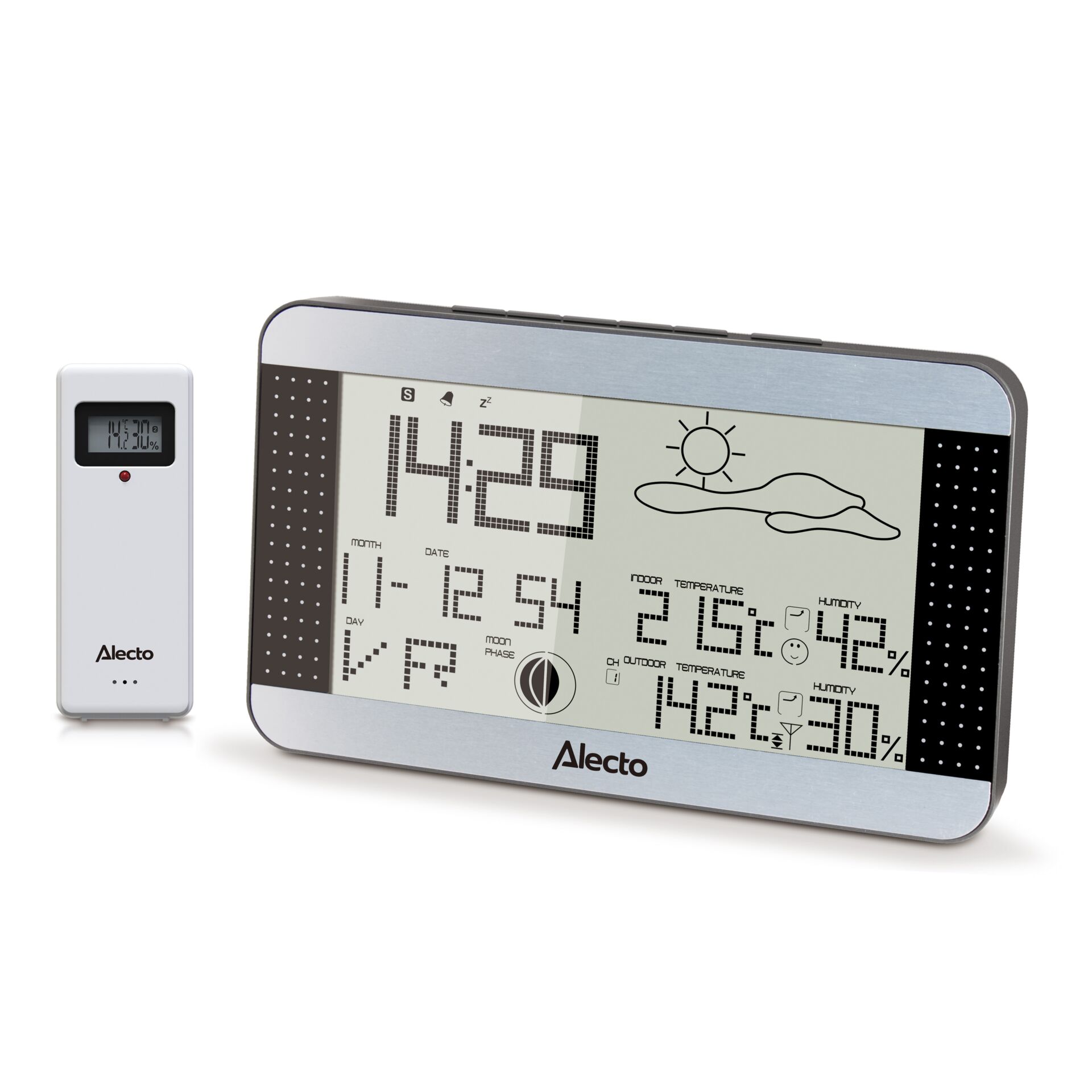 Wetterstation, Wetteranzeige, Digitalthermometer, Uhr Display, Alecto