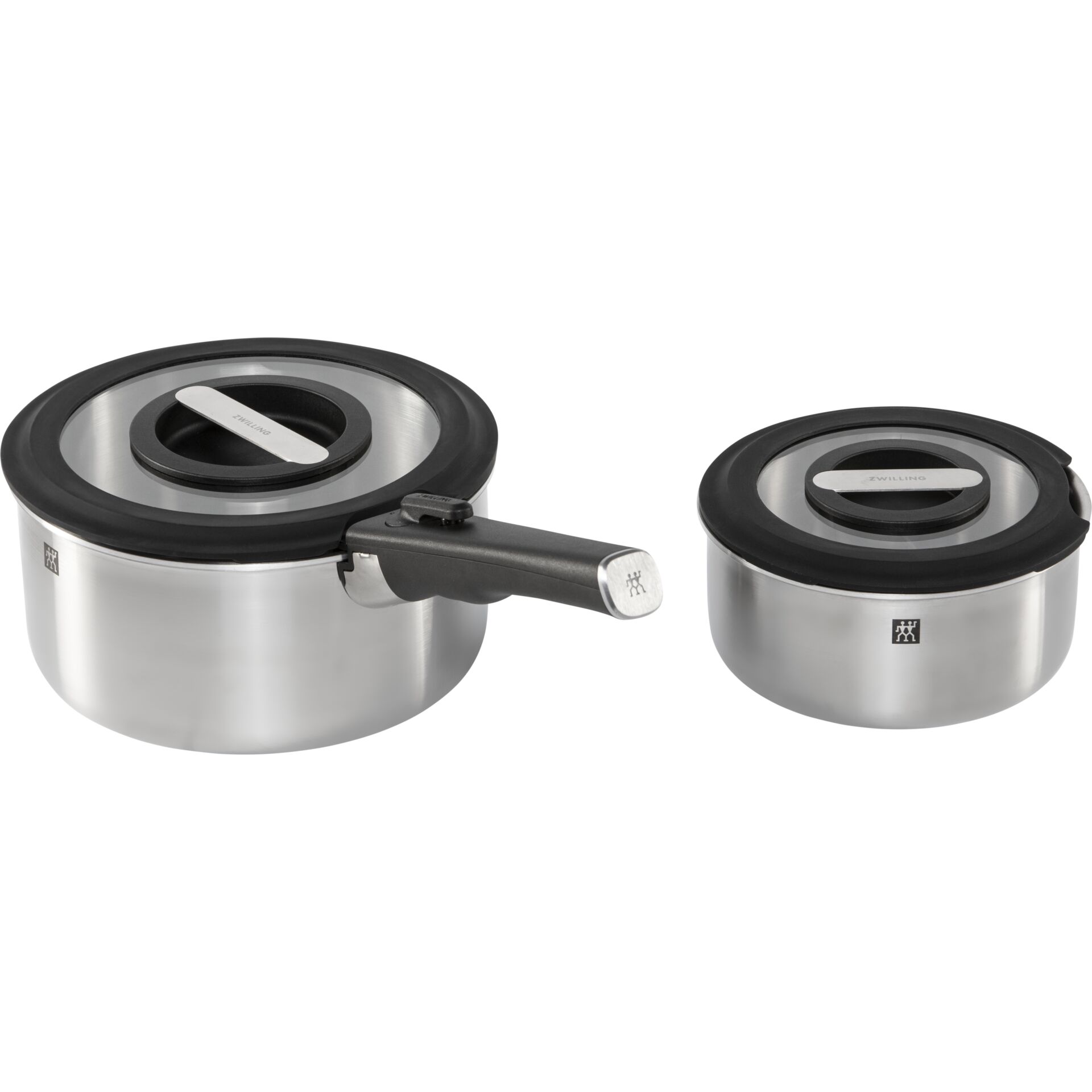Topf-Set, Kochtopf, Edelstahl, Induktionsgeeignet, Schwarz