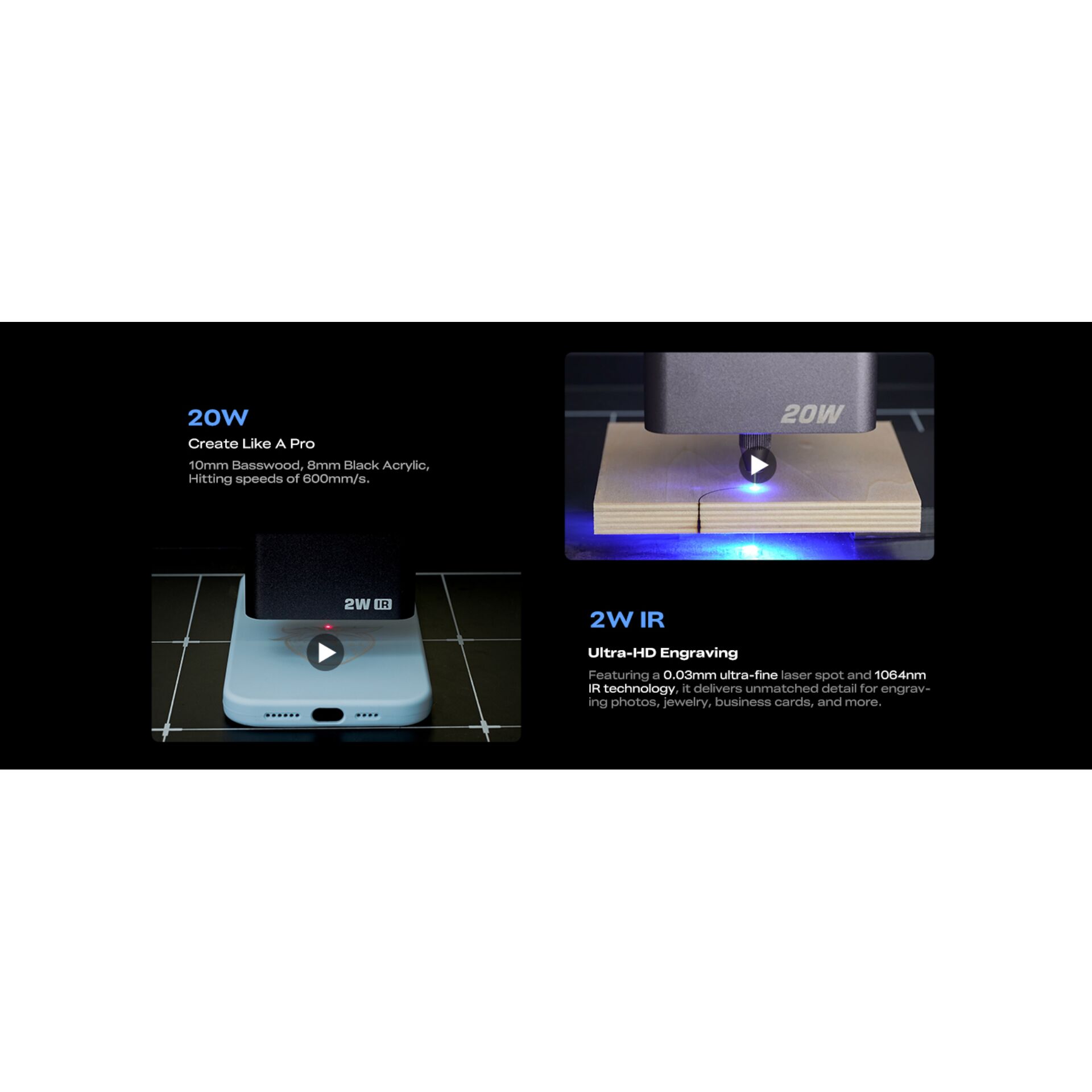 Lasergravur, 20W, Graviermaschine, USB-C Schnittstelle, Blaues Licht