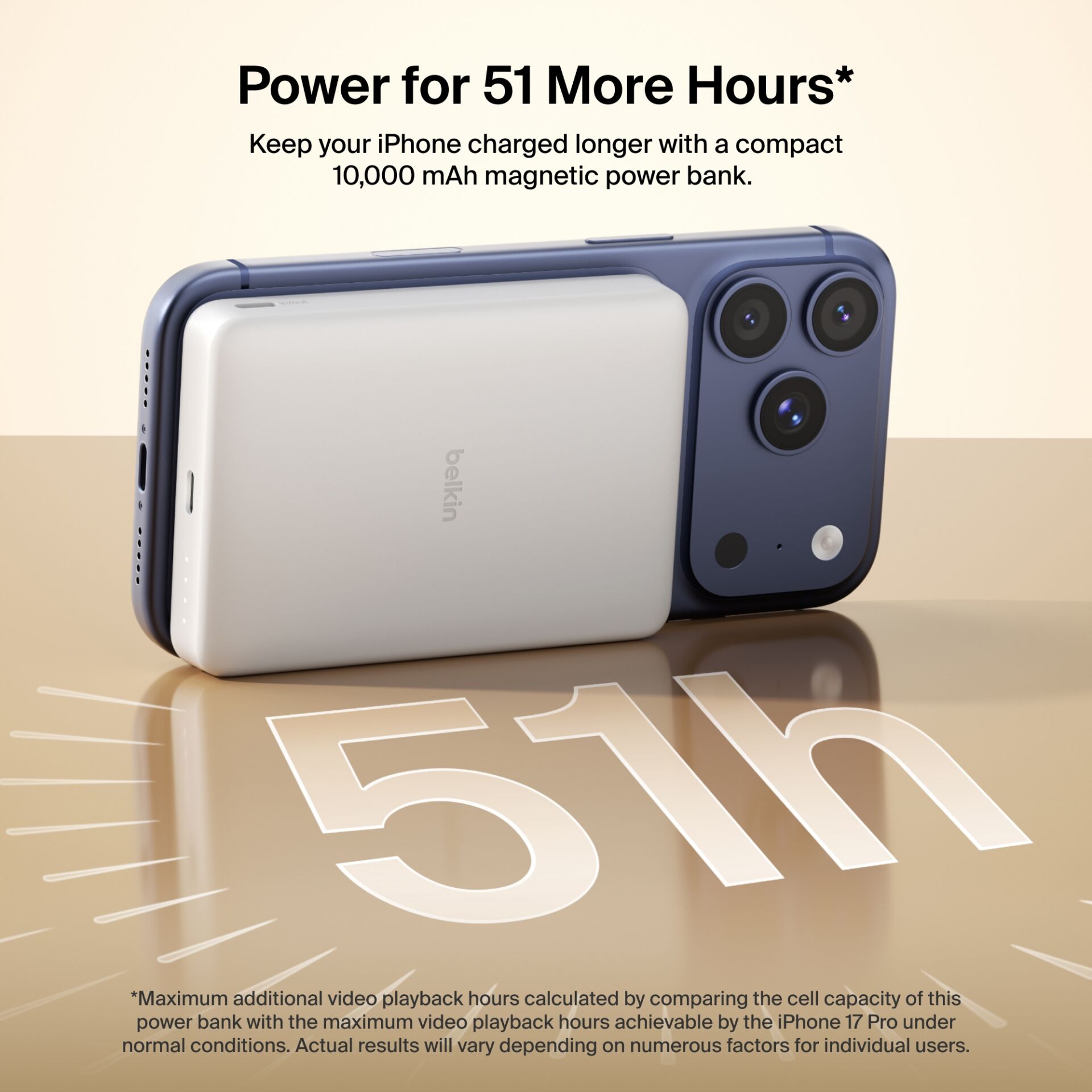 Power bank, Batterie mit Magnet, iPhone Ladegerät, 10.000 mAh, Dreifachkamera
