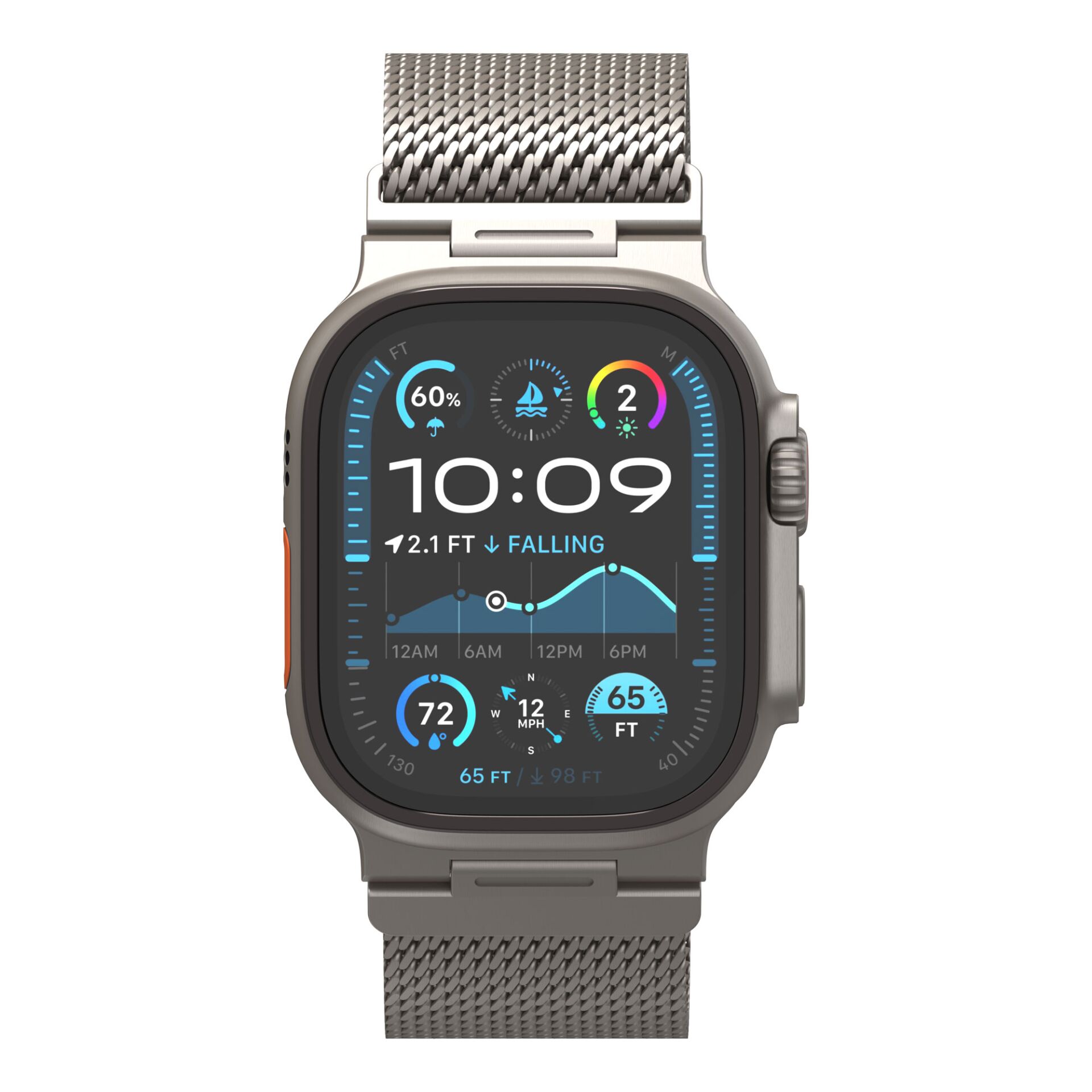 Smartwatch, Digitaler Display, Metall-Mesh-Band, Rundes Quadrat-Display, Multicolor UI