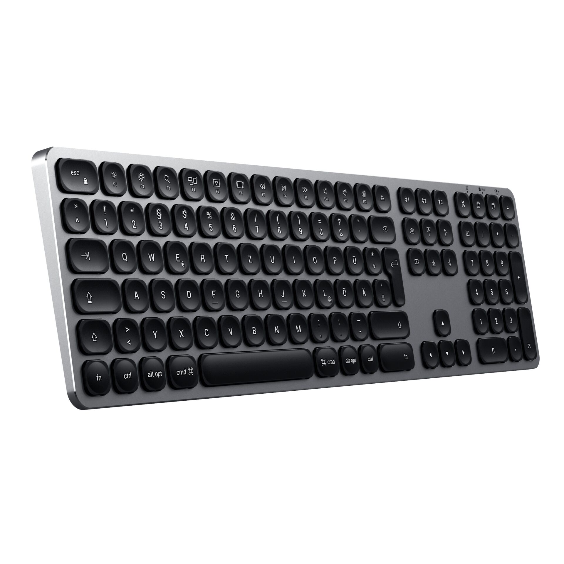 Tastatur, QWERTZ-Tastatur, Tastatur mit Zahlenblock, schwarz, Aluminiumrahmen, Tastatur, USB-Tastatur, QWERTZ, Adapterlos, Bluetooth?