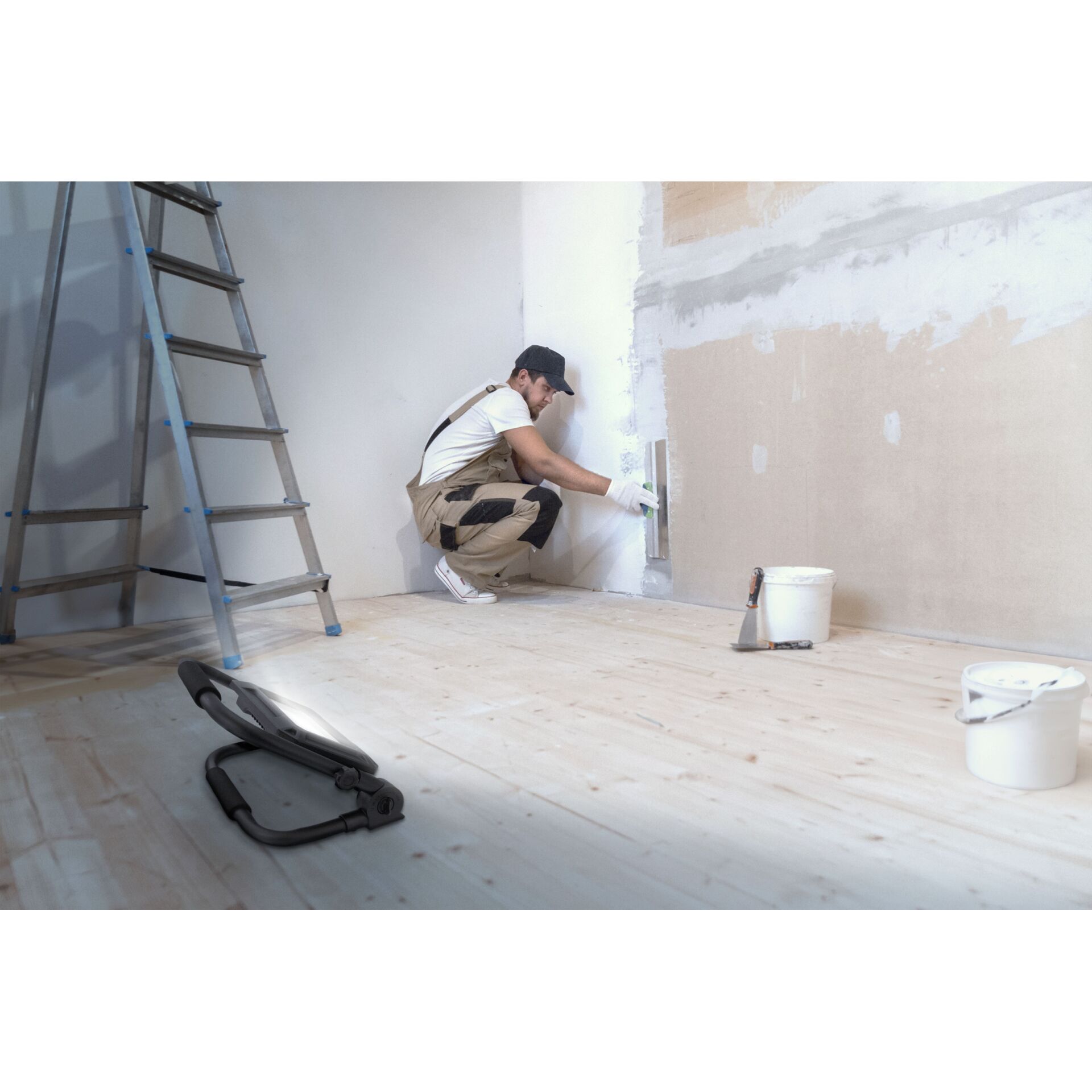 Handschuh, Innenarchitektur, Renovierungsarbeiten, Mann, Person