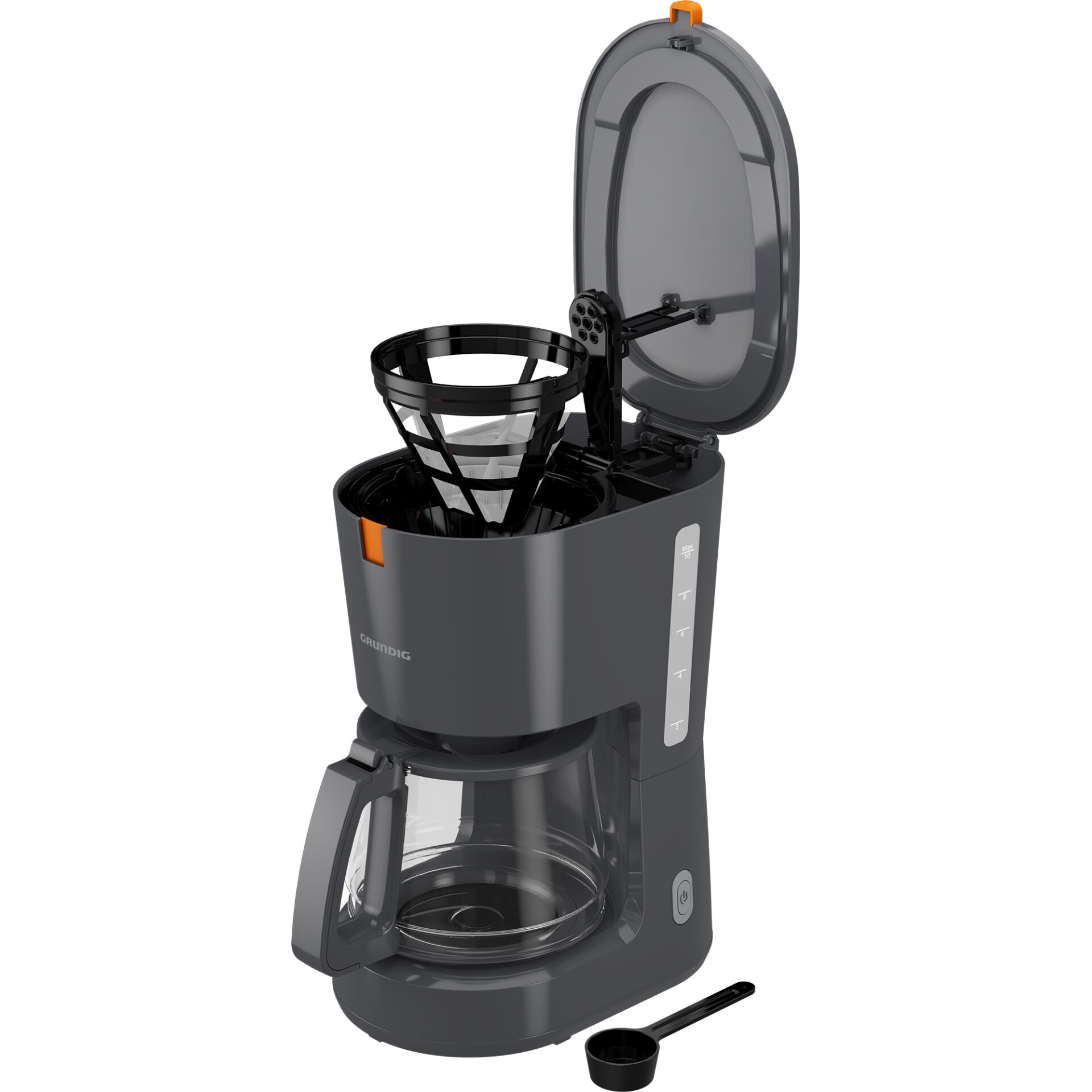 Kaffeemaschine, Filterkaffeemaschine, grau, Tropfschale, Messlöffel