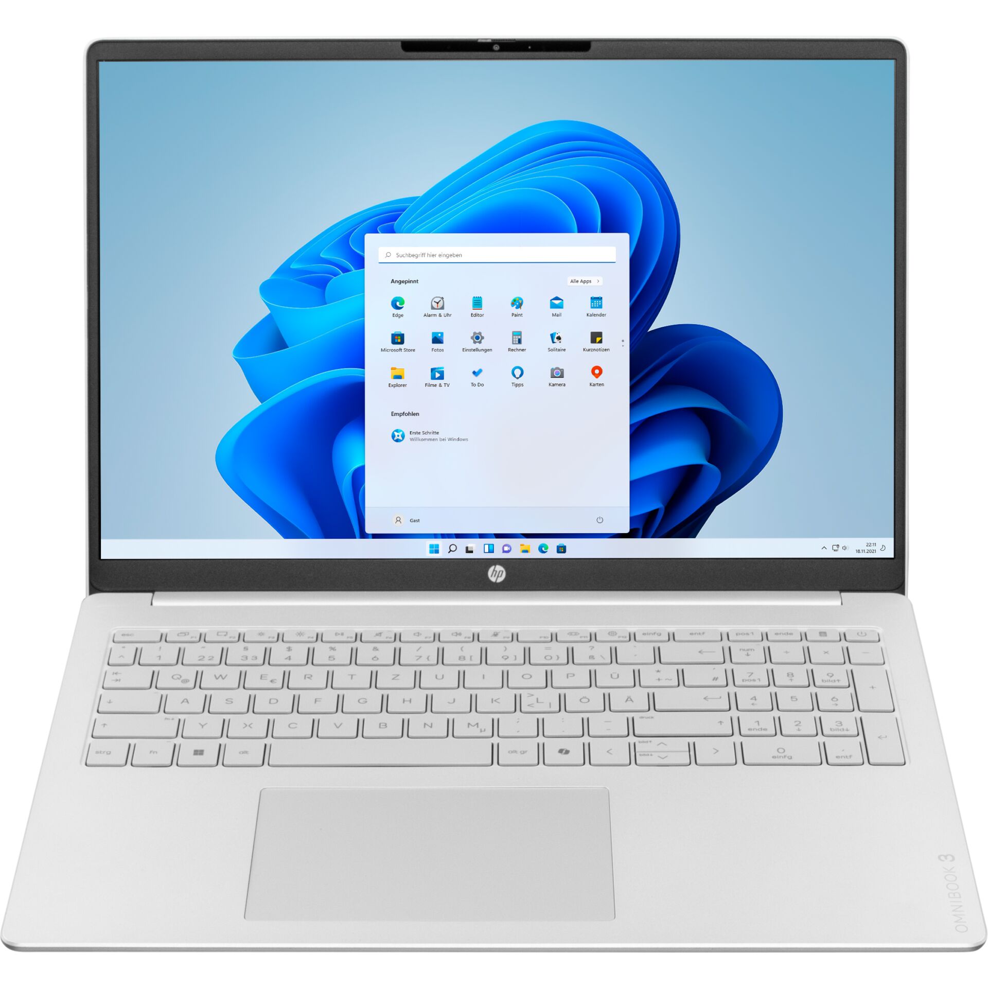 laptop, silber, weiße tastatur, anzeige 15,6 zoll, notebook