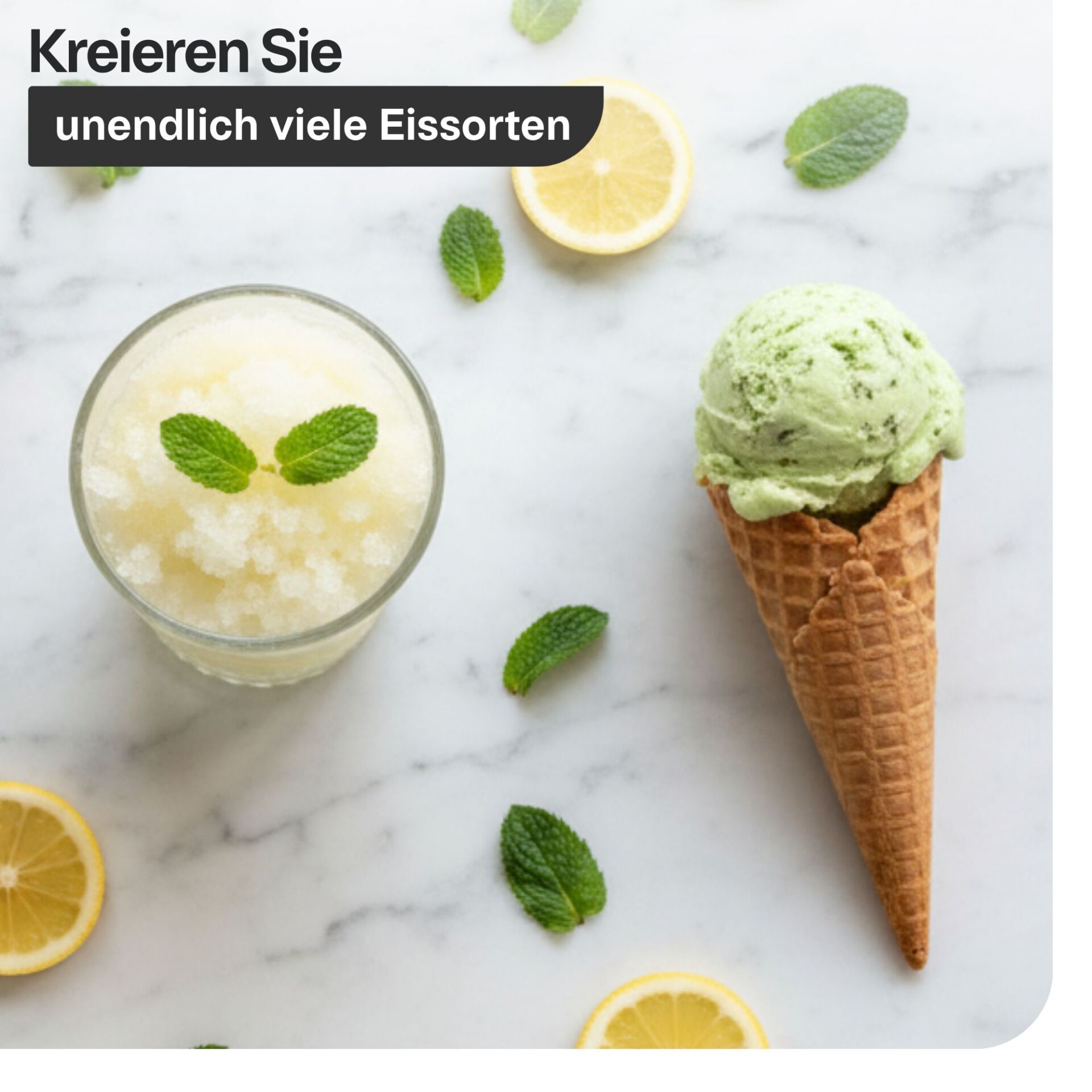 Eis, Eissorten, Zitrone, Minze, Eistüte