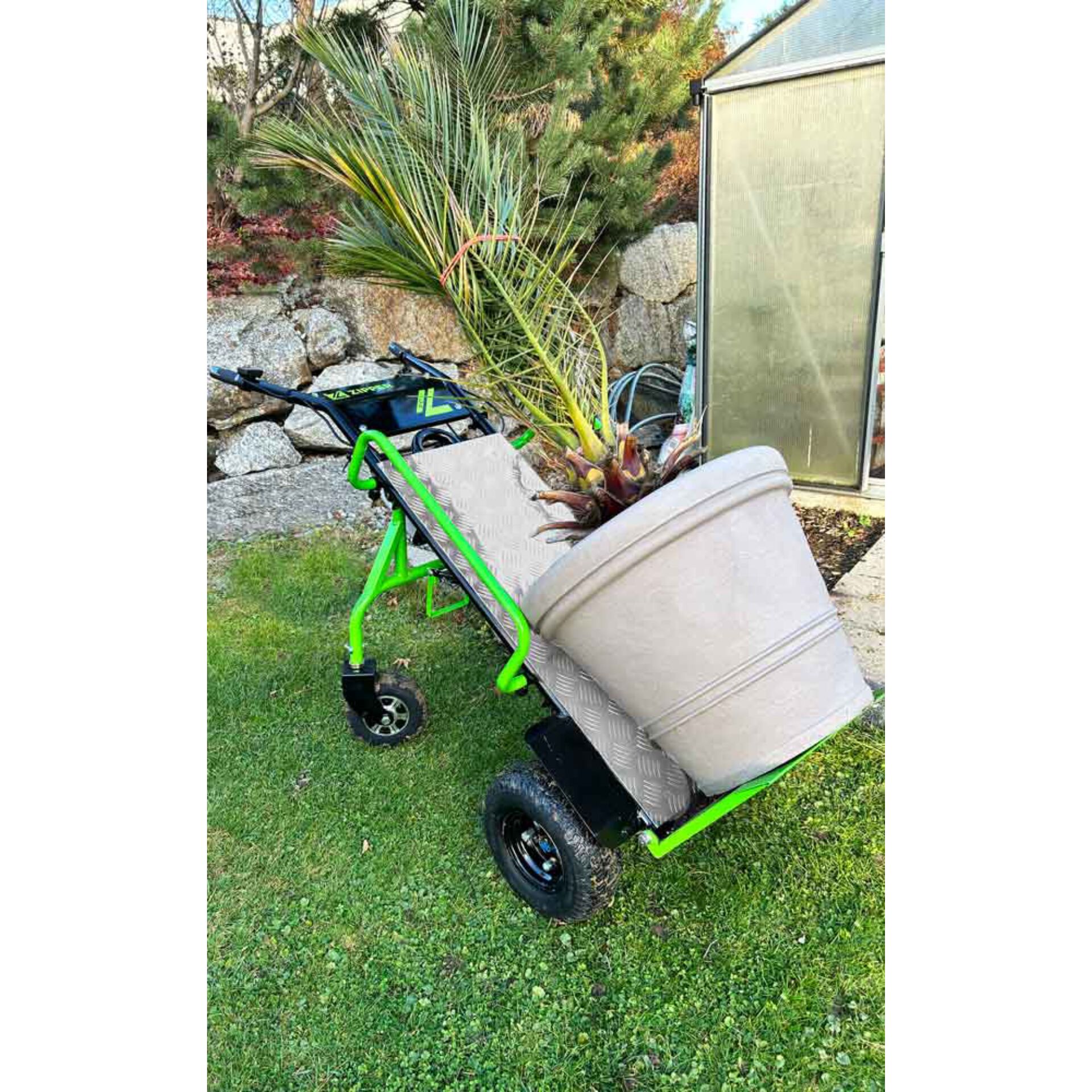 Fahrzeug, Kombi, Rasenmäher, Beförderung, Topfpflanze